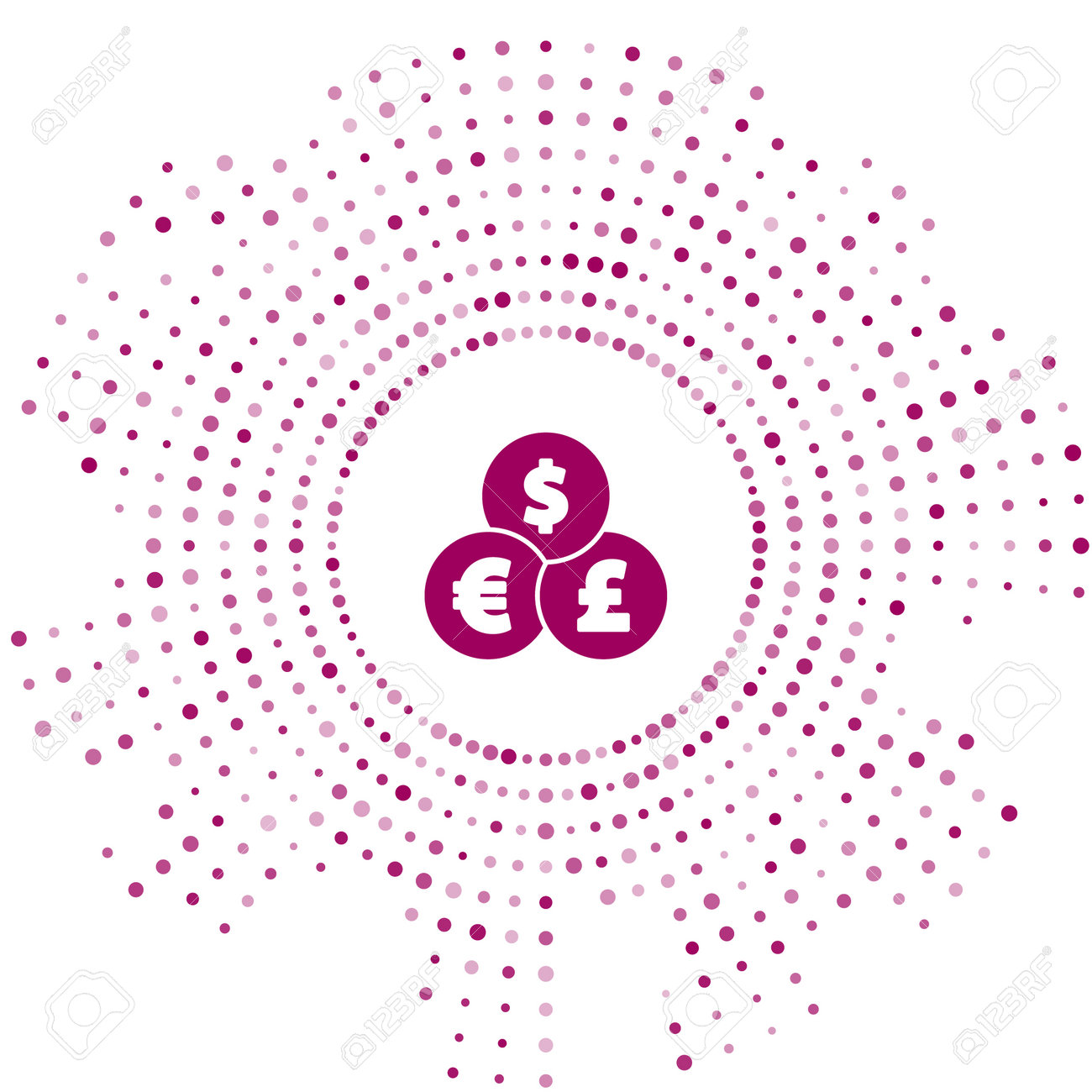 Purple Currency exchange icon isolated on white background. Cash transfer symbol. Banking currency sign. Abstract circle random dots. Vector - 170180469 Purple Currency exchange icon isolated on white background. Cash transfer symbol. Banking currency sign. Abstract circle random dots. Vector - 170180469
