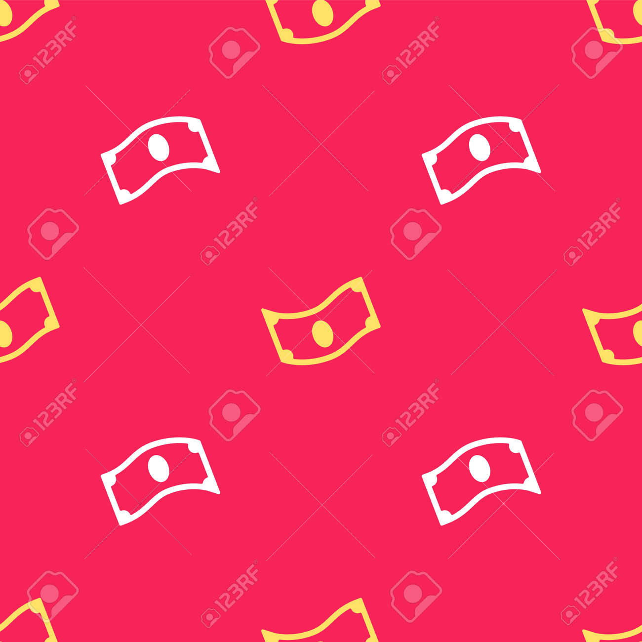 Yellow Stacks paper money cash icon isolated seamless pattern on red background. Money banknotes stacks. Bill currency. Vector - 170180479 Yellow Stacks paper money cash icon isolated seamless pattern on red background. Money banknotes stacks. Bill currency. Vector - 170180479