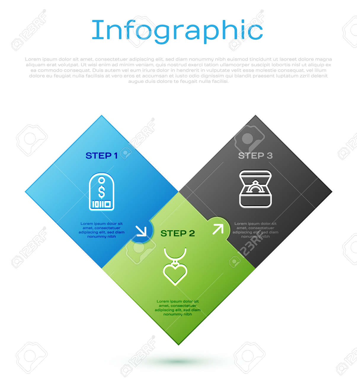 Set line Price tag with dollar, Diamond engagement ring in box and Necklace heart shaped pendant. Business infographic template. Vector - 171522900 Set line Price tag with dollar, Diamond engagement ring in box and Necklace heart shaped pendant. Business infographic template. Vector - 171522900
