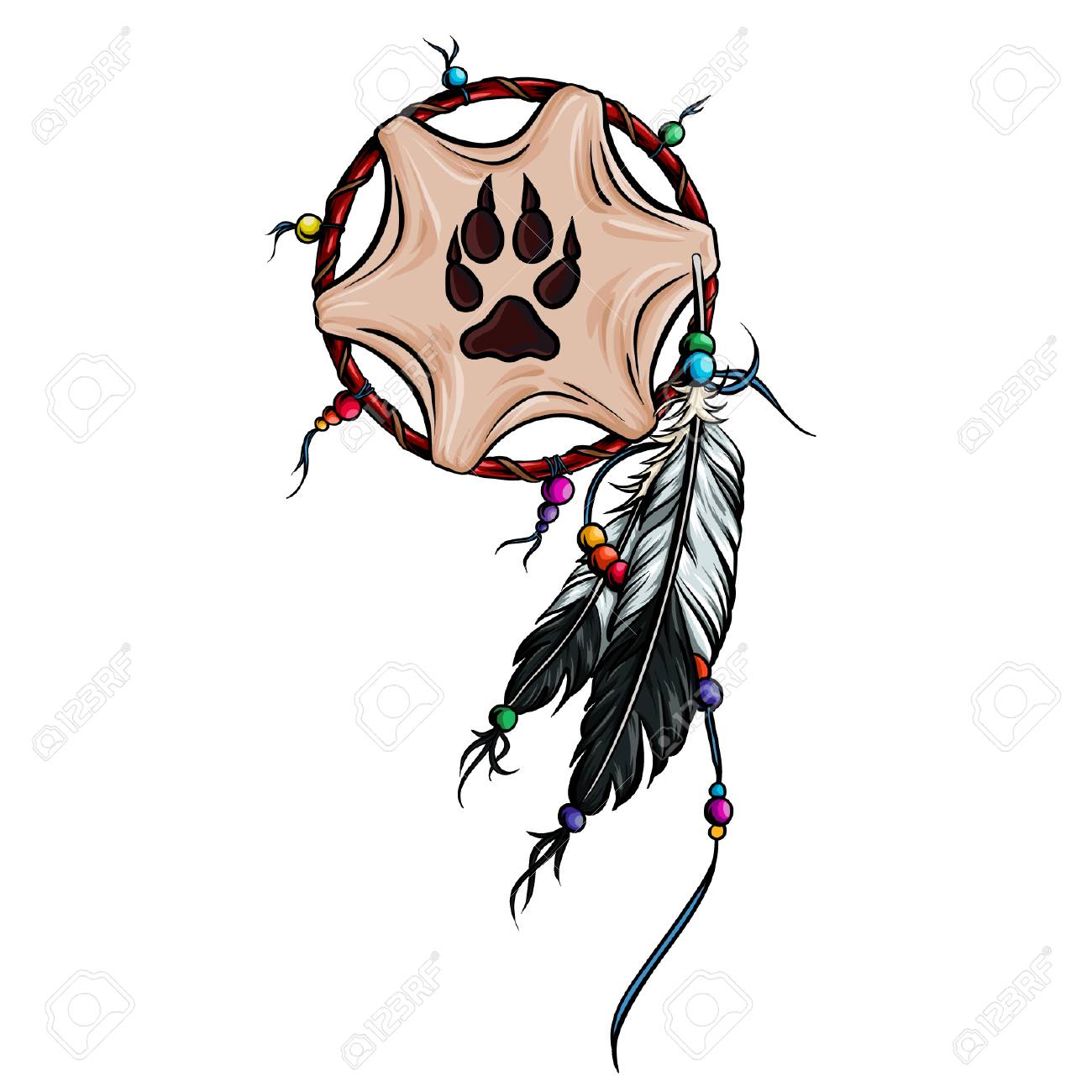 Wolf Dreamcatcher Native American Indian Feathers T-Shirt