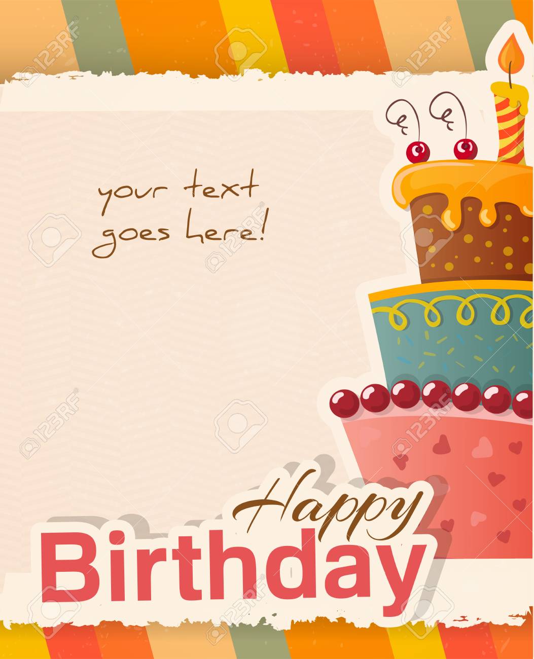 Happy Birthday Greeting Card Template Vector Illustration Royalty ...