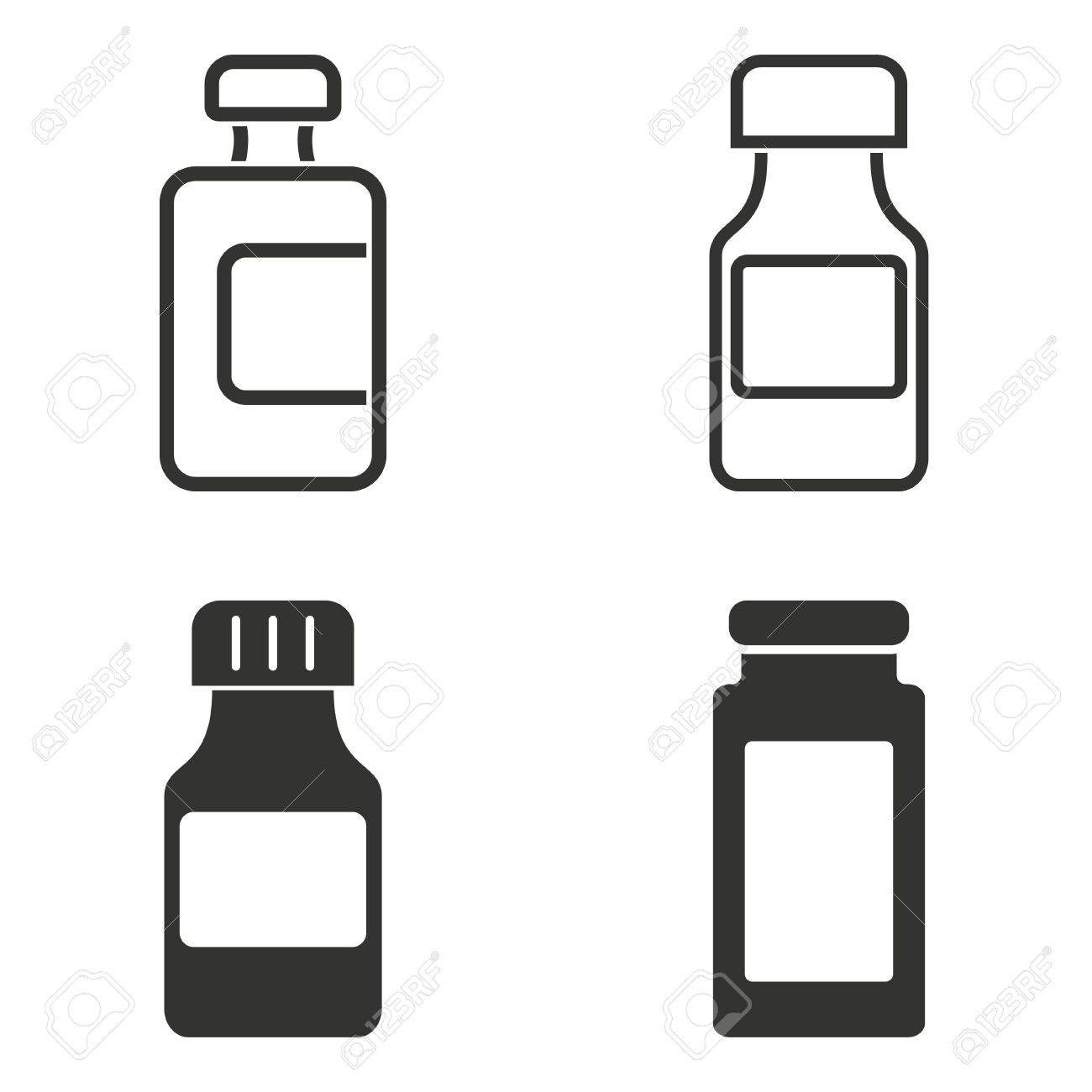 白背景のシンプルなアイコン黒薬瓶のセット のイラスト素材 ベクタ Image