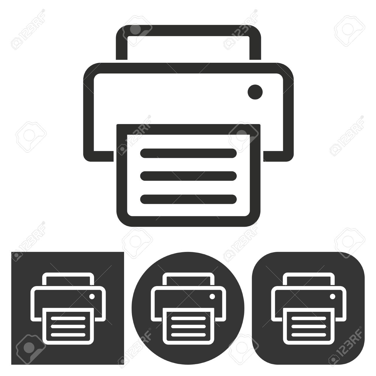 Impresora: Iconos En Blanco Y Negro. Ilustración Vectorial Ilustraciones  Svg, Vectoriales, Clip Art Vectorizado Libre De Derechos. Image 57879667.