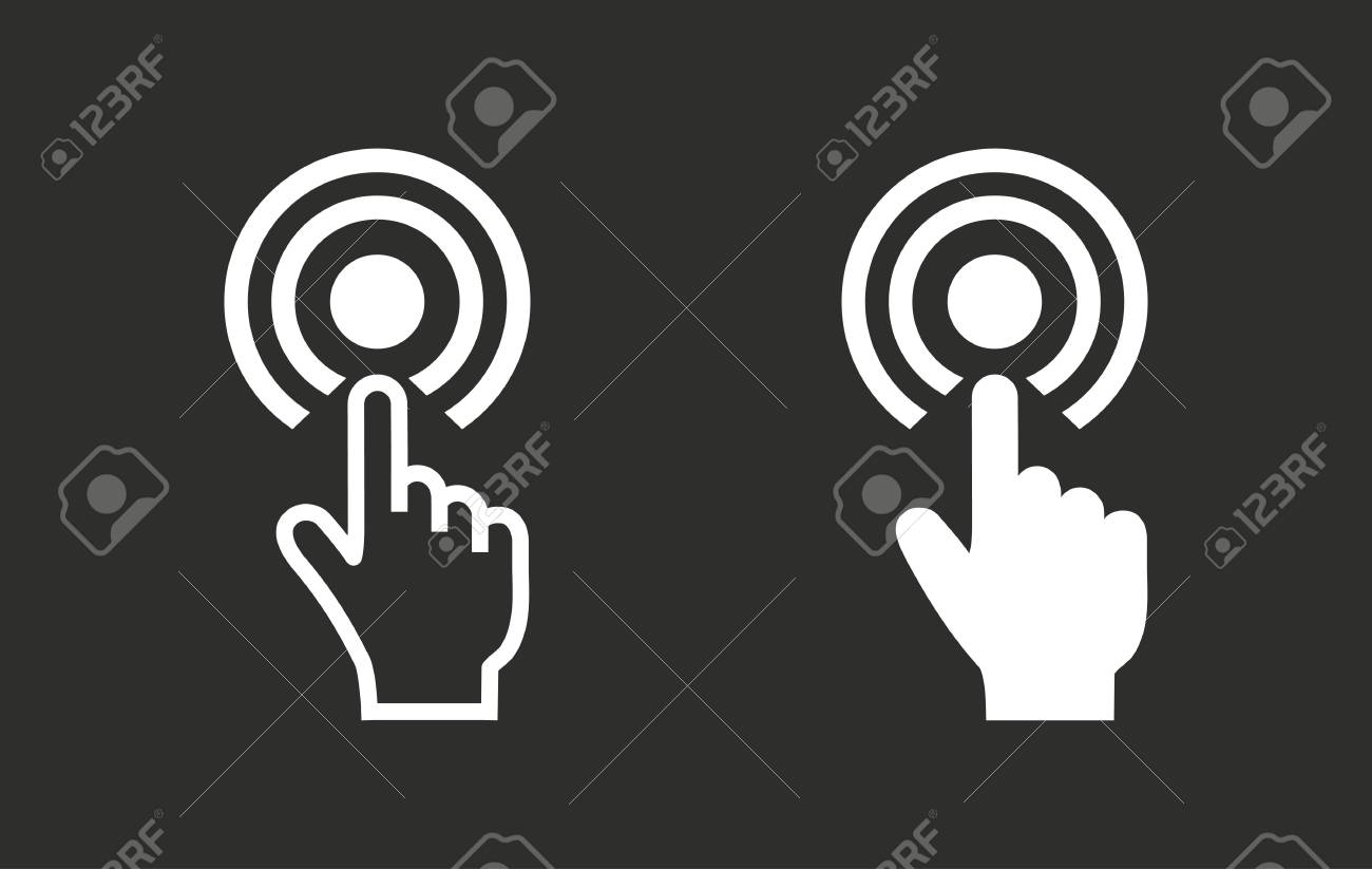 ベクトルのアイコンをタップします グラフィックやウェブ デザインの黒の背景に分離された白のイラスト のイラスト素材 ベクタ Image ベクトルのアイコンをタップします グラフィックやウェブ デザインの黒の背景に分離された白のイラスト のイラスト素材 ベクタ Image