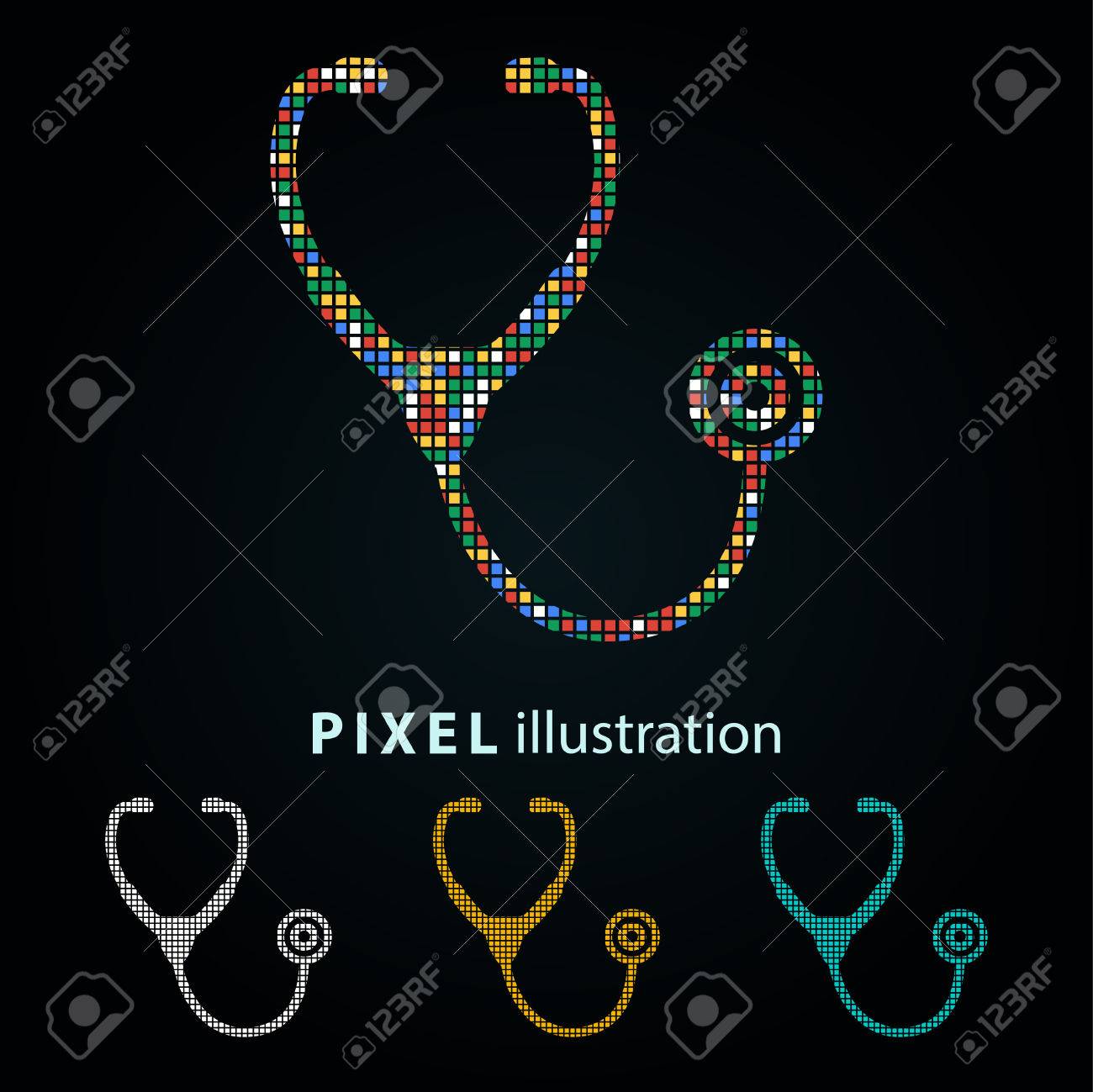 聴診器 ピクセルのアイコン ベクトルの図 ロゴのデザイン要素 黒の背景上に分離 任意の色に変更するは簡単です のイラスト素材 ベクタ Image 聴診器 ピクセルのアイコン ベクトルの図 ロゴのデザイン要素 黒の背景上に分離 任意の色に変更するは簡単です のイラスト素材 ベクタ Image