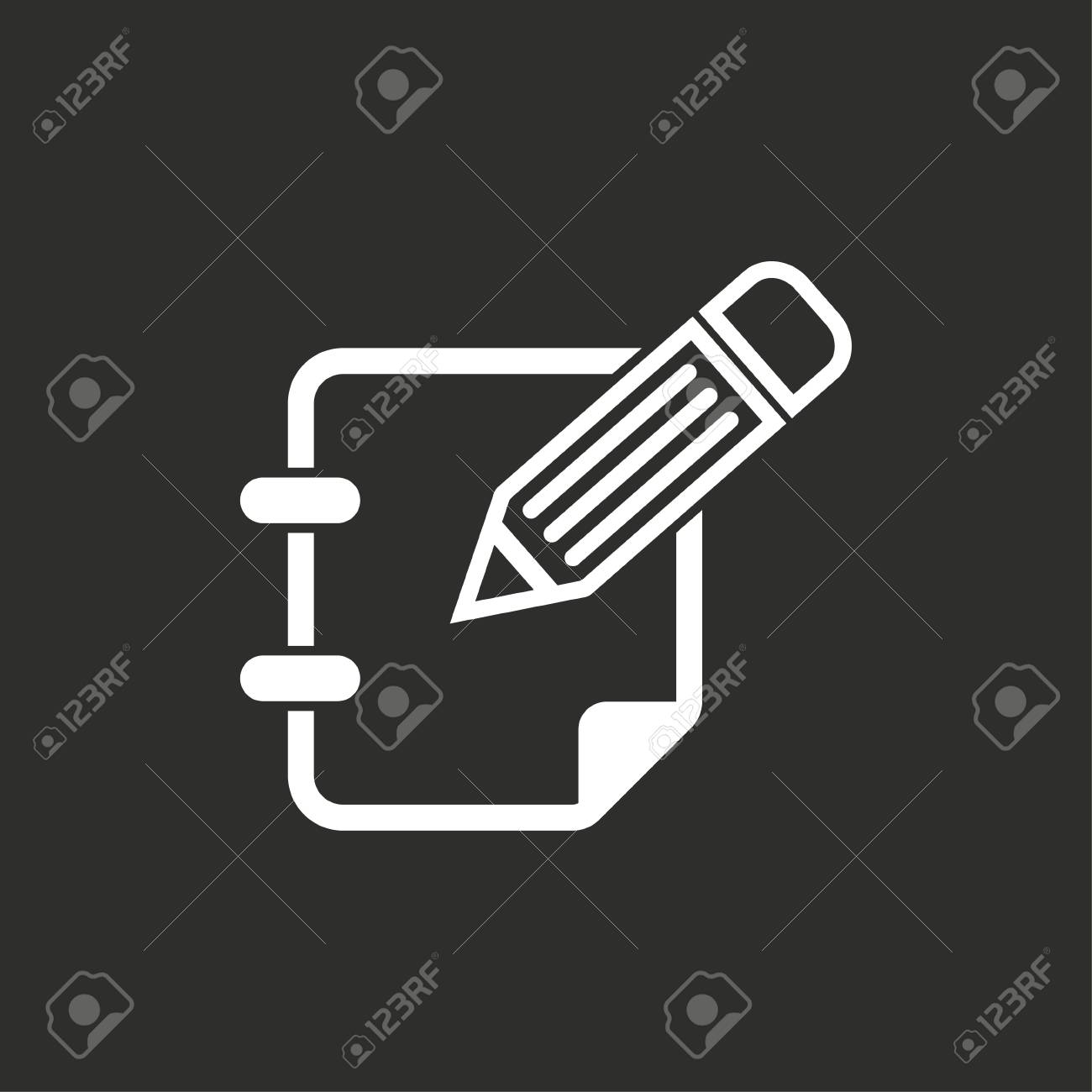 メモ帳のベクター アイコン グラフィックやウェブ デザインの黒の背景に分離された白のイラスト のイラスト素材 ベクタ Image