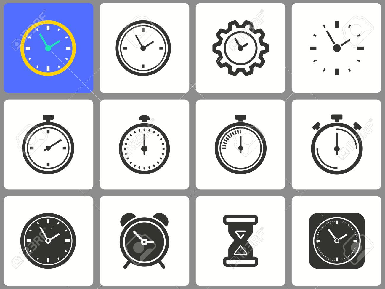 clock time icon vector alarm timer stopwatch hourglass isolated