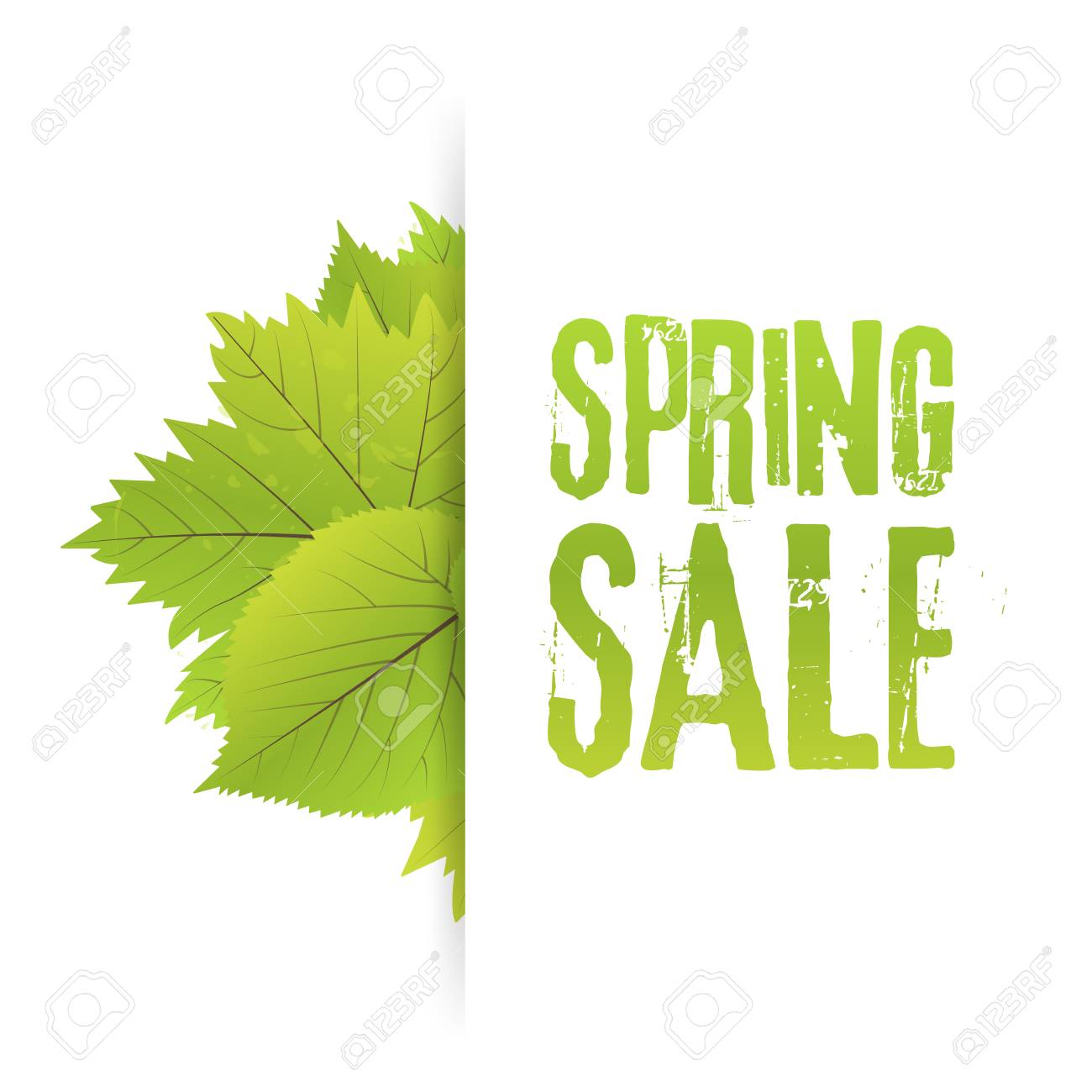 spring sale poster with green leaf vector banner template green leaf template