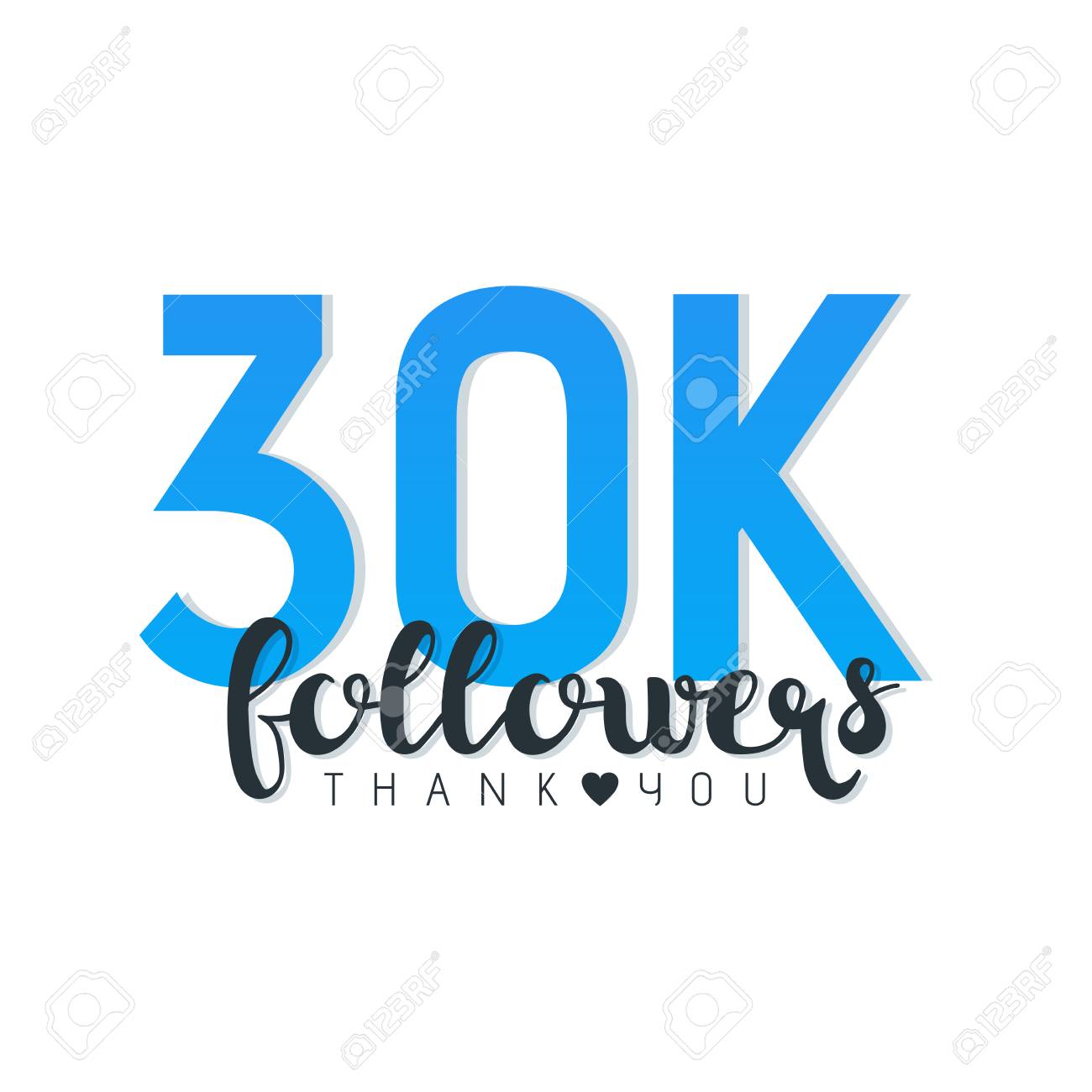 vector illustration of 30k followers thank you words isolated