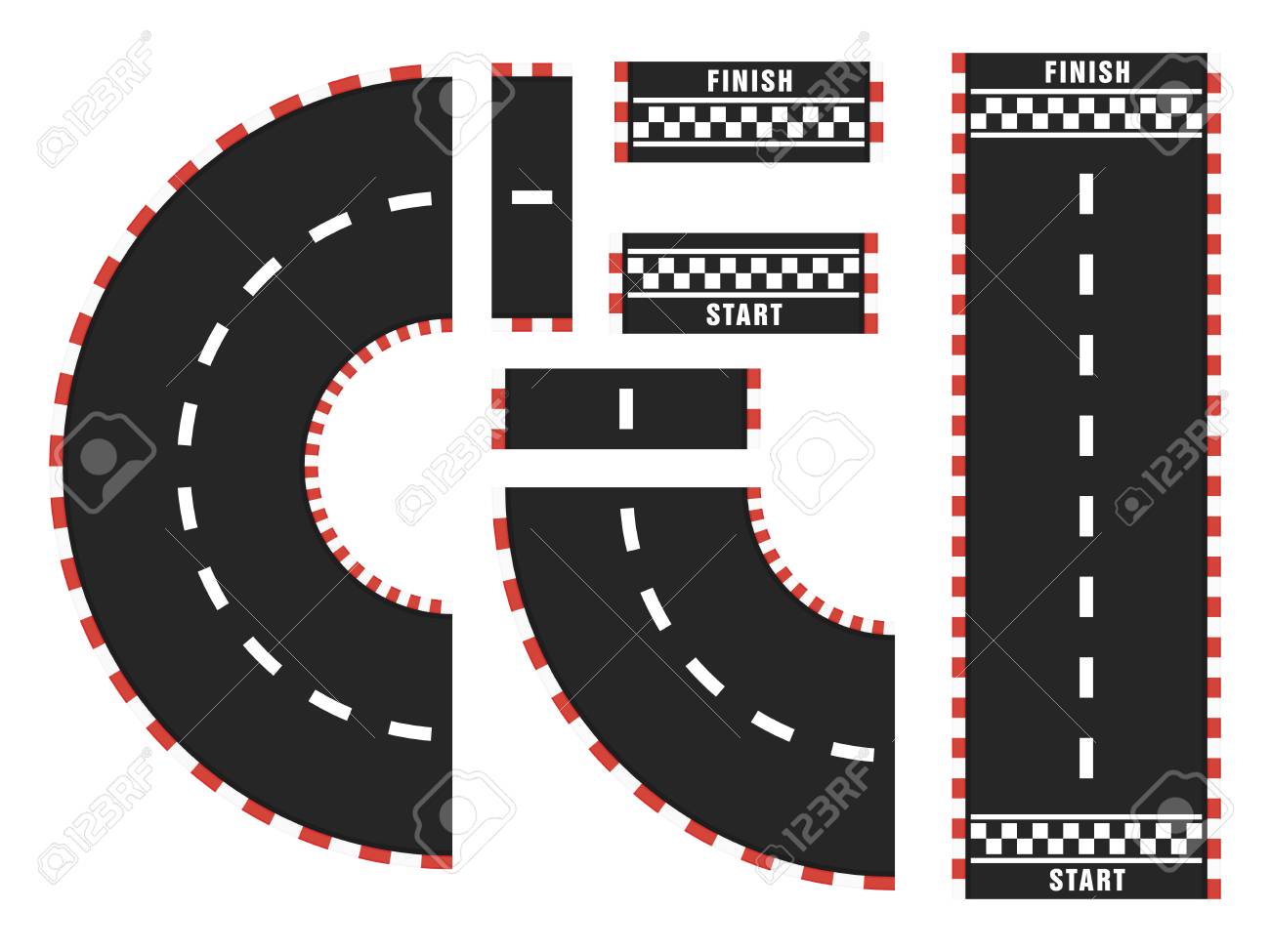 Race track with start and finish line. top view - 118161207 Race track with start and finish line. top view - 118161207