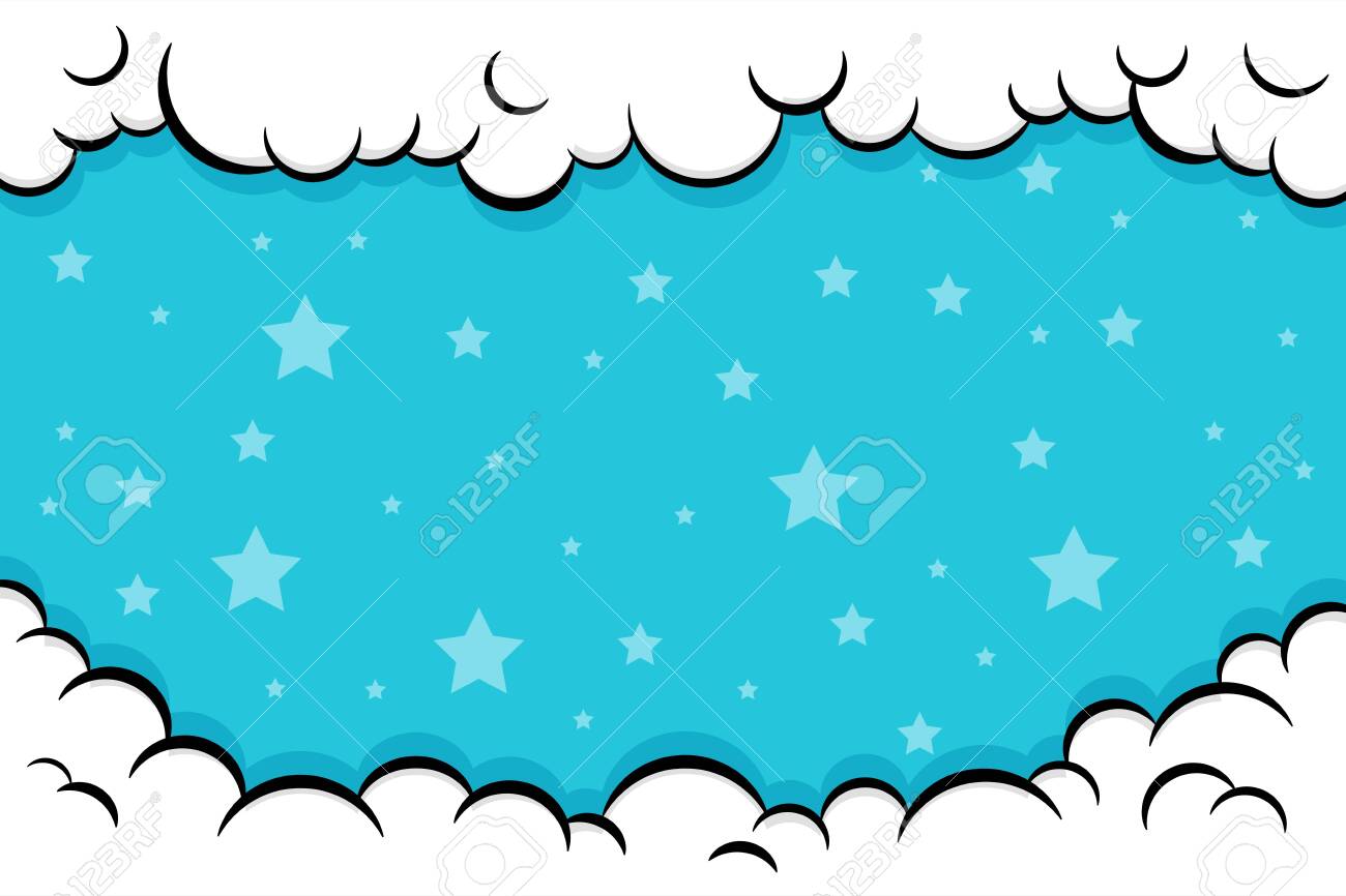 Cute Pop Art Comic Background With Cloud And Shine Bright Vector Illustration. Comic Book Cartoon Speech Bubble For Text. Cartoon Puff Cloud Background For Text Template. Kids Background With Stars. Royalty Free Cute Pop Art Comic Background With Cloud And Shine Bright Vector Illustration. Comic Book Cartoon Speech Bubble For Text. Cartoon Puff Cloud Background For Text Template. Kids Background With Stars. Royalty Free
