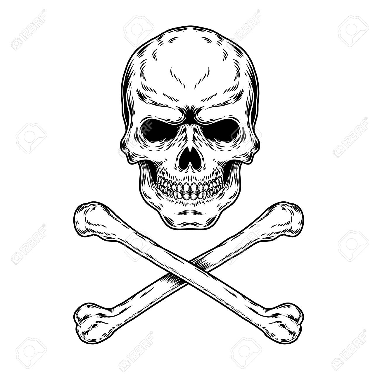 Vector Illustration Of A Skull And Crossbones Engraving Royalty Free Svg Cliparts Vectors And Stock Illustration Image