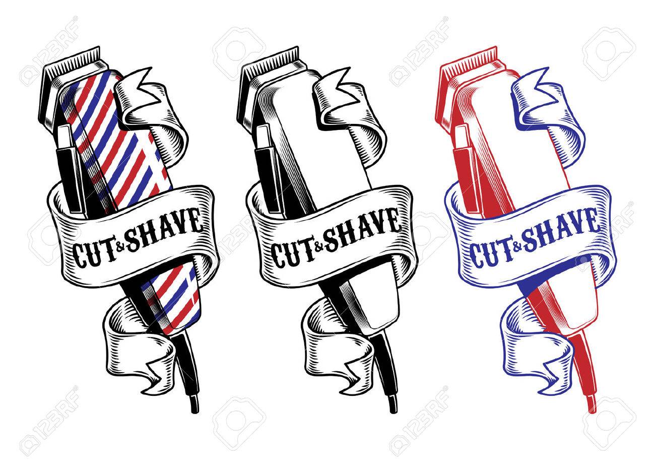 Vector collection hair clippers isolated on white. Engraving style - 68321847 Vector collection hair clippers isolated on white. Engraving style - 68321847