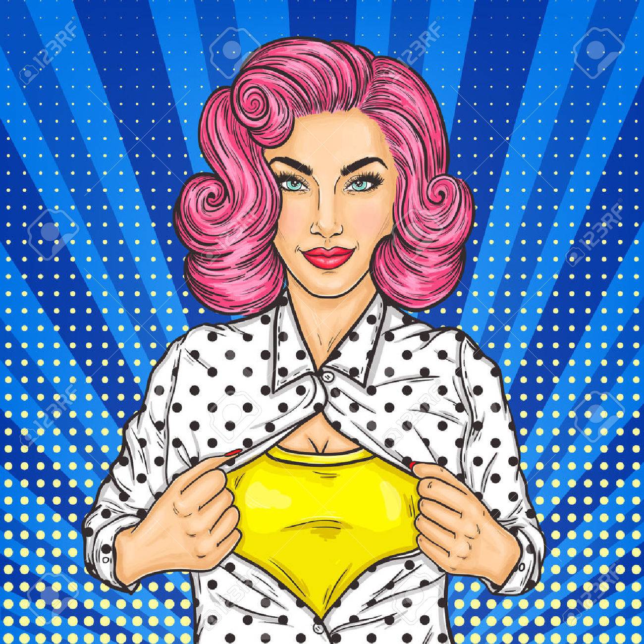 ベクトル図ポップアート スーパーママ 現代の女性は 強力なキャラクター のイラスト素材 ベクタ Image