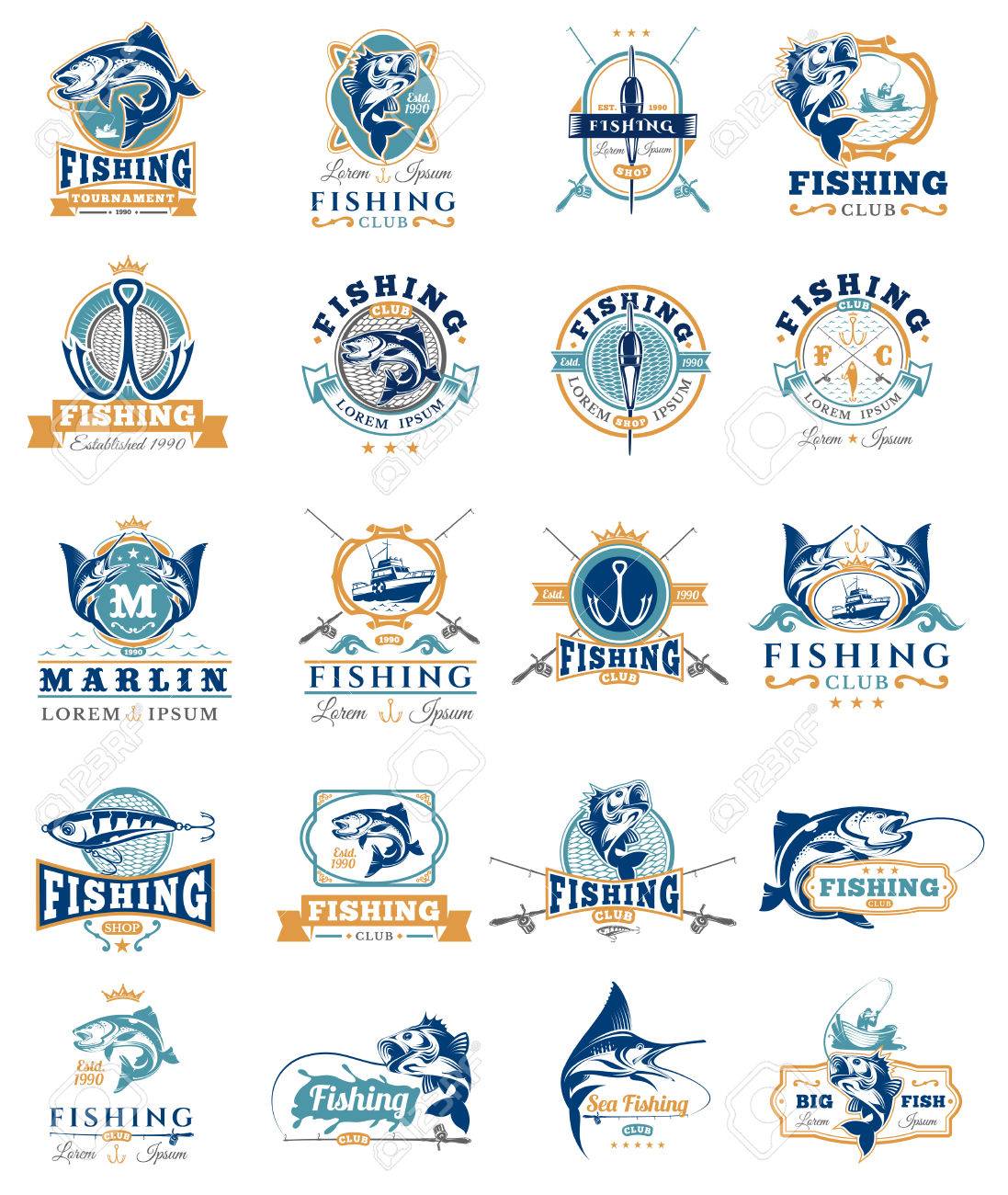 Set of vector badges, stickers on catching fish. - 70670661 Set of vector badges, stickers on catching fish. - 70670661