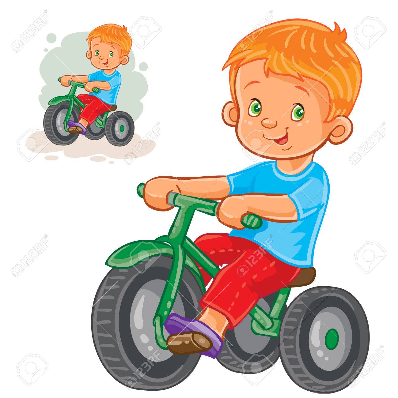 Illustration Vectorielle De Petit Garcon Ride Tricycle Imprimer Pour T Shirts Clip Art Libres De Droits Vecteurs Et Illustration Image