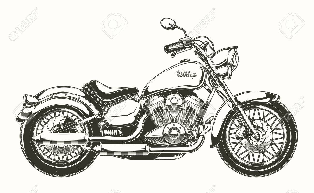 vector illustration of hand drawn vintage motorcycle classic