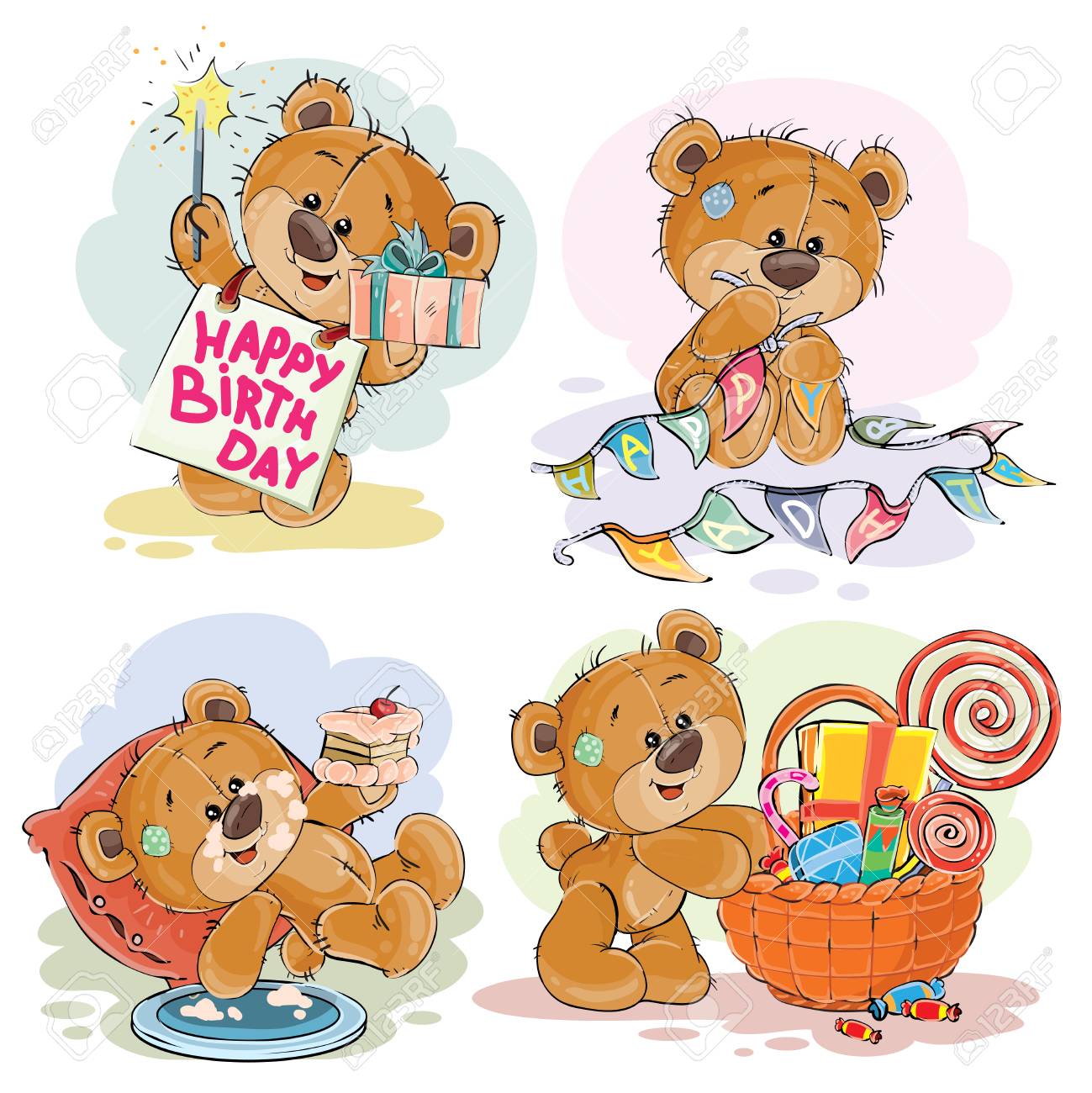happy birthday teddy bear animation