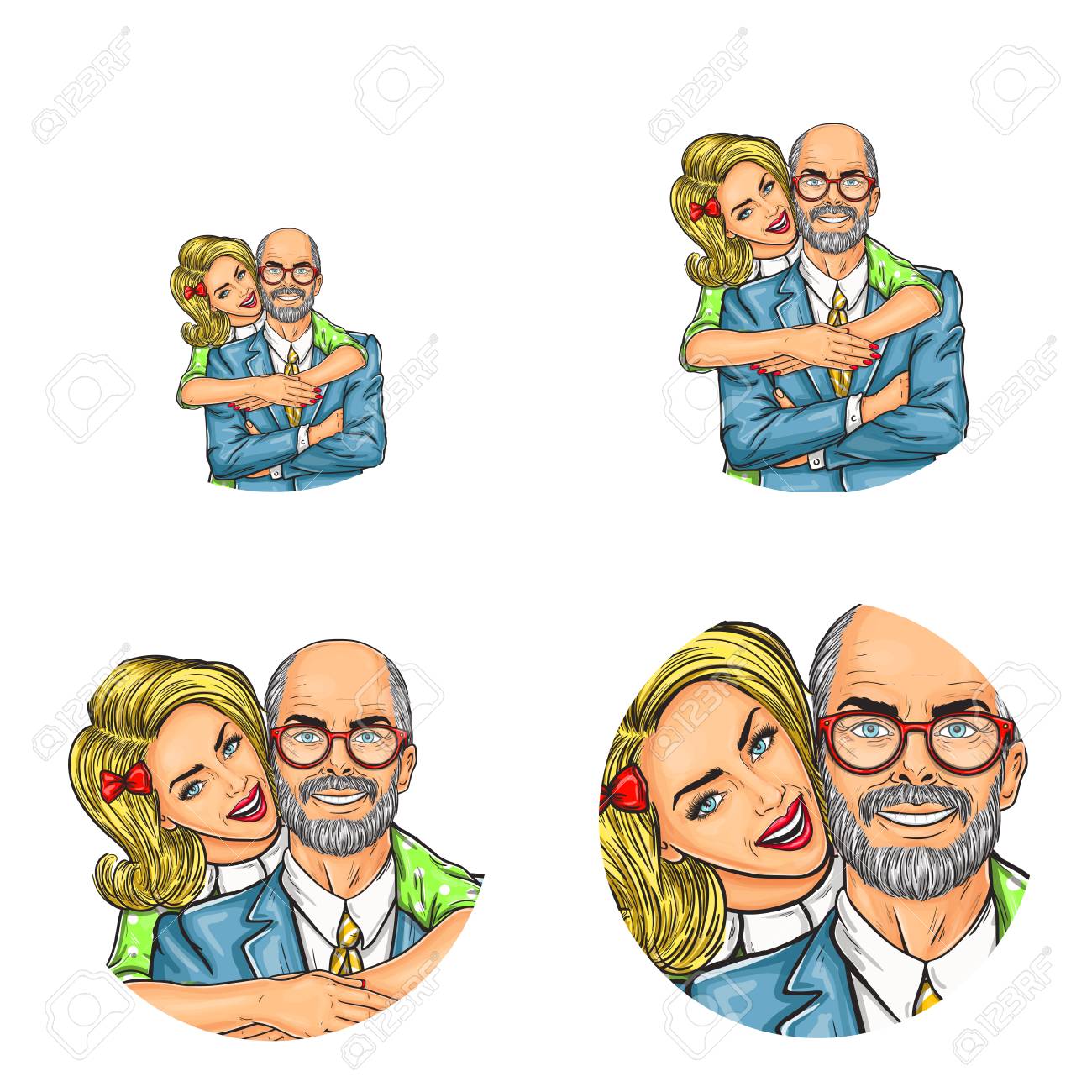 vector pop art avatars for social network chat user profile or