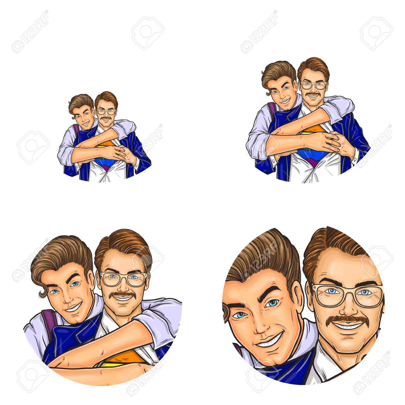 vector pop art avatars for social network chat user profile or