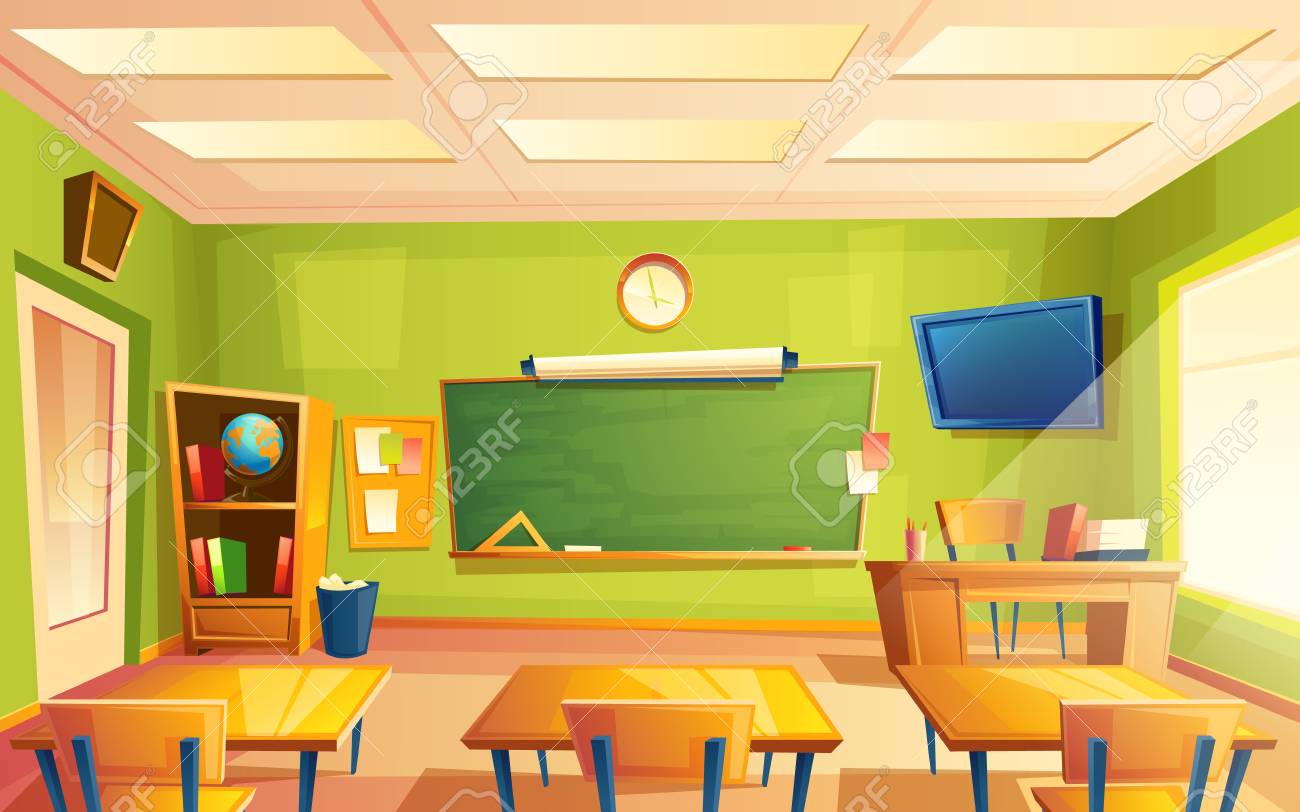 Vector school classroom interior. University, educational concept, blackboard, table, chair college furniture. Training room illustration for advertising, web, internet promotion - 94233153 Vector school classroom interior. University, educational concept, blackboard, table, chair college furniture. Training room illustration for advertising, web, internet promotion - 94233153