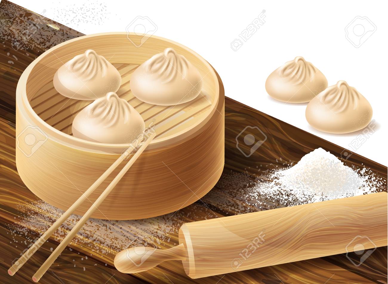 中国の餃子やシャオロングバオを竹製の蒸し器に入れ ローリングピン 箸 木製ボードに小麦粉を散らしたベクターリアルなコンセプトイラスト 伝統的な中国料理の背景 のイラスト素材 ベクタ Image 中国の餃子やシャオロングバオを竹製の蒸し器に入れ ローリングピン 箸 木製ボードに小麦粉を散らしたベクターリアルなコンセプトイラスト 伝統的な中国料理の背景 のイラスト素材 ベクタ Image