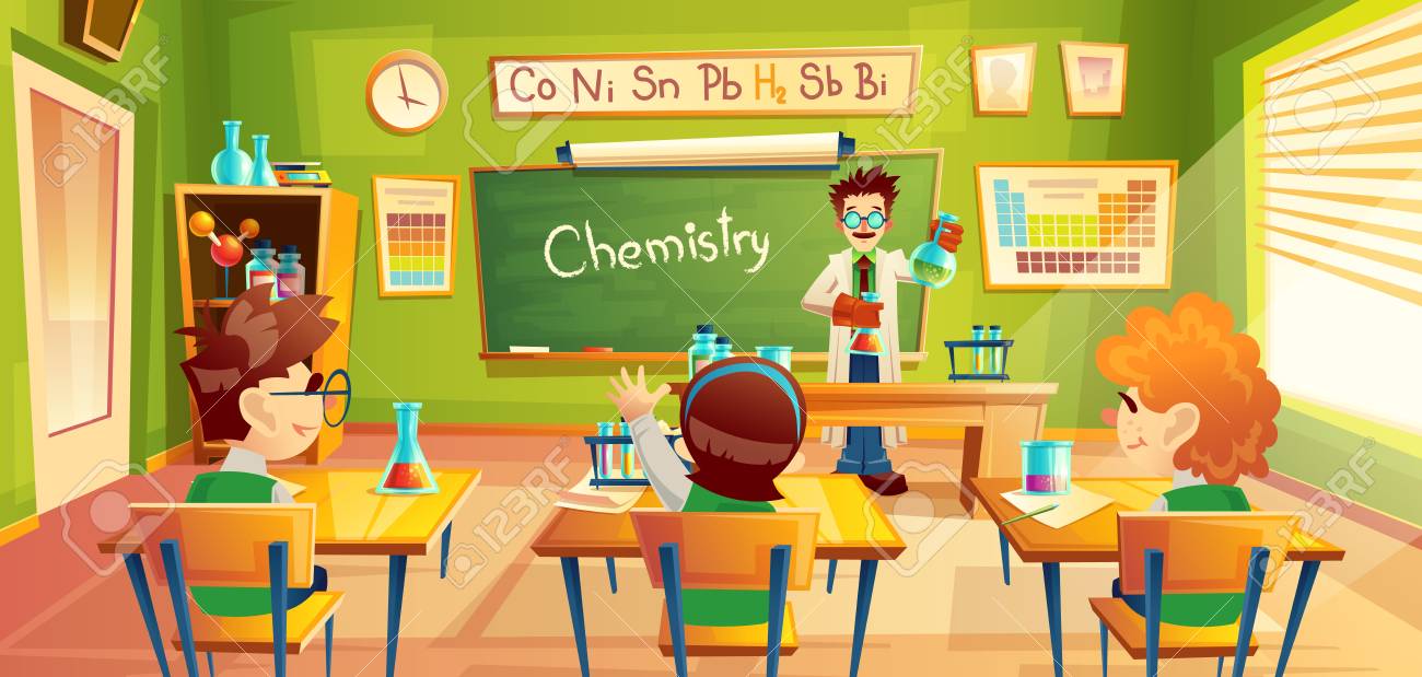 Vector Colorful Background With School Children In Classroom Royalty Free Cliparts Vectors And Stock Illustration Image 96590102