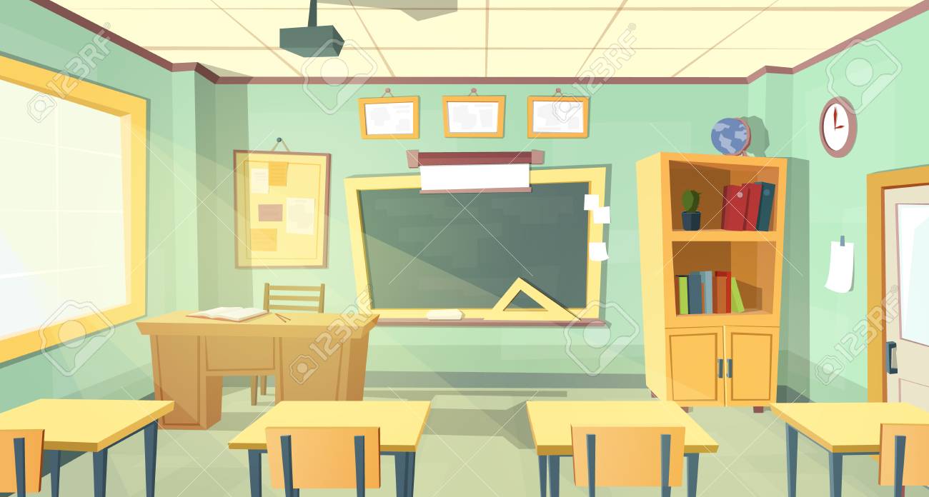 Illustration Of An Empty School Classroom Filled With Furniture