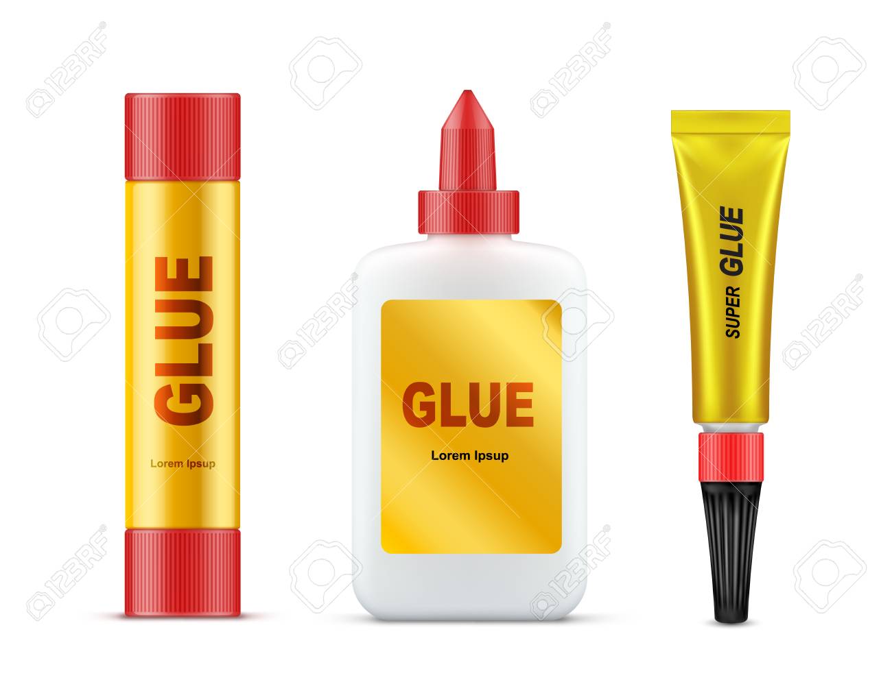 Download Different Types Of Branded Glue Tubes With Gold Label And Red Stock Photo Picture And Royalty Free Image Image 104456443