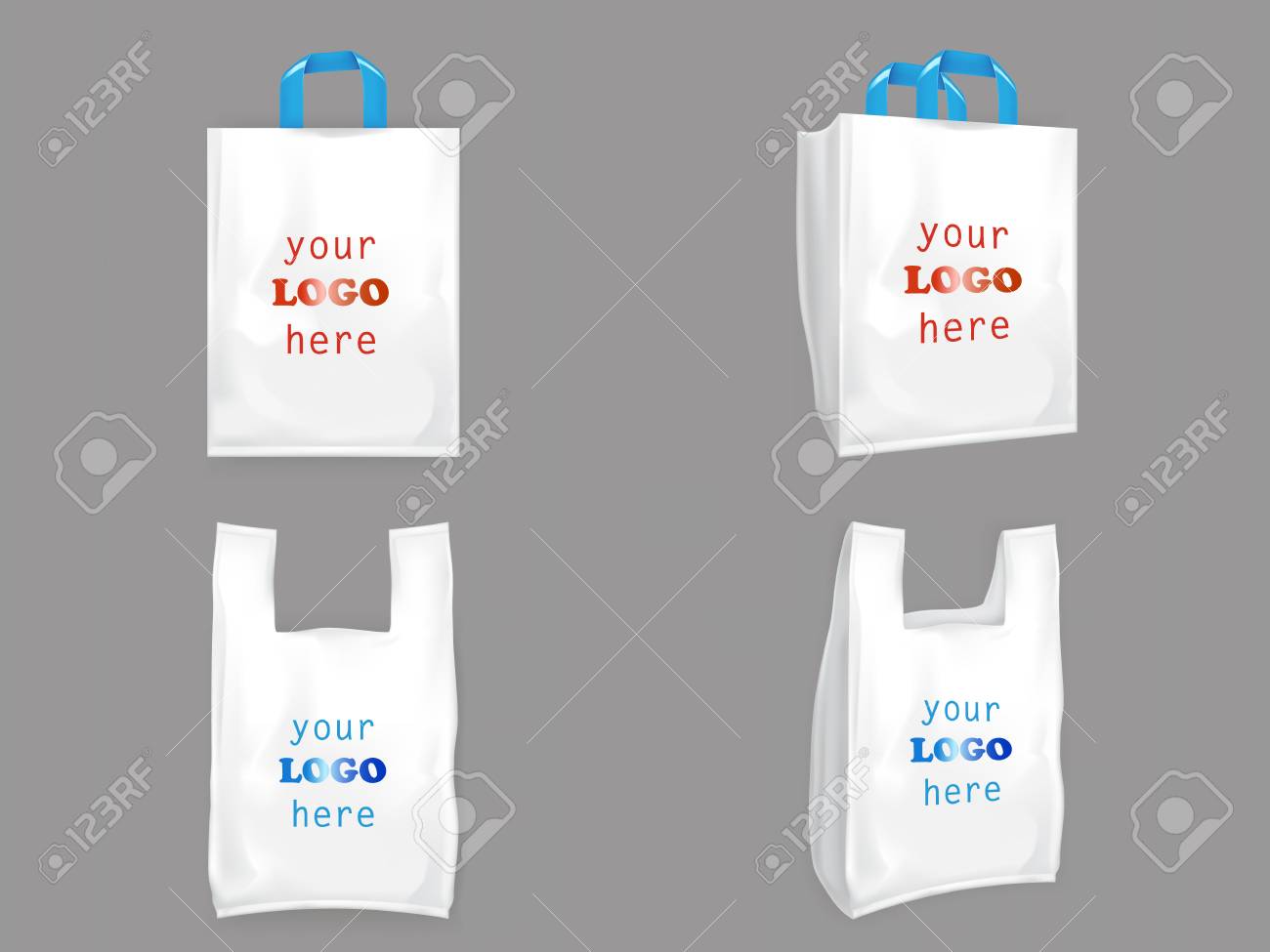 blue plastic bags with handles