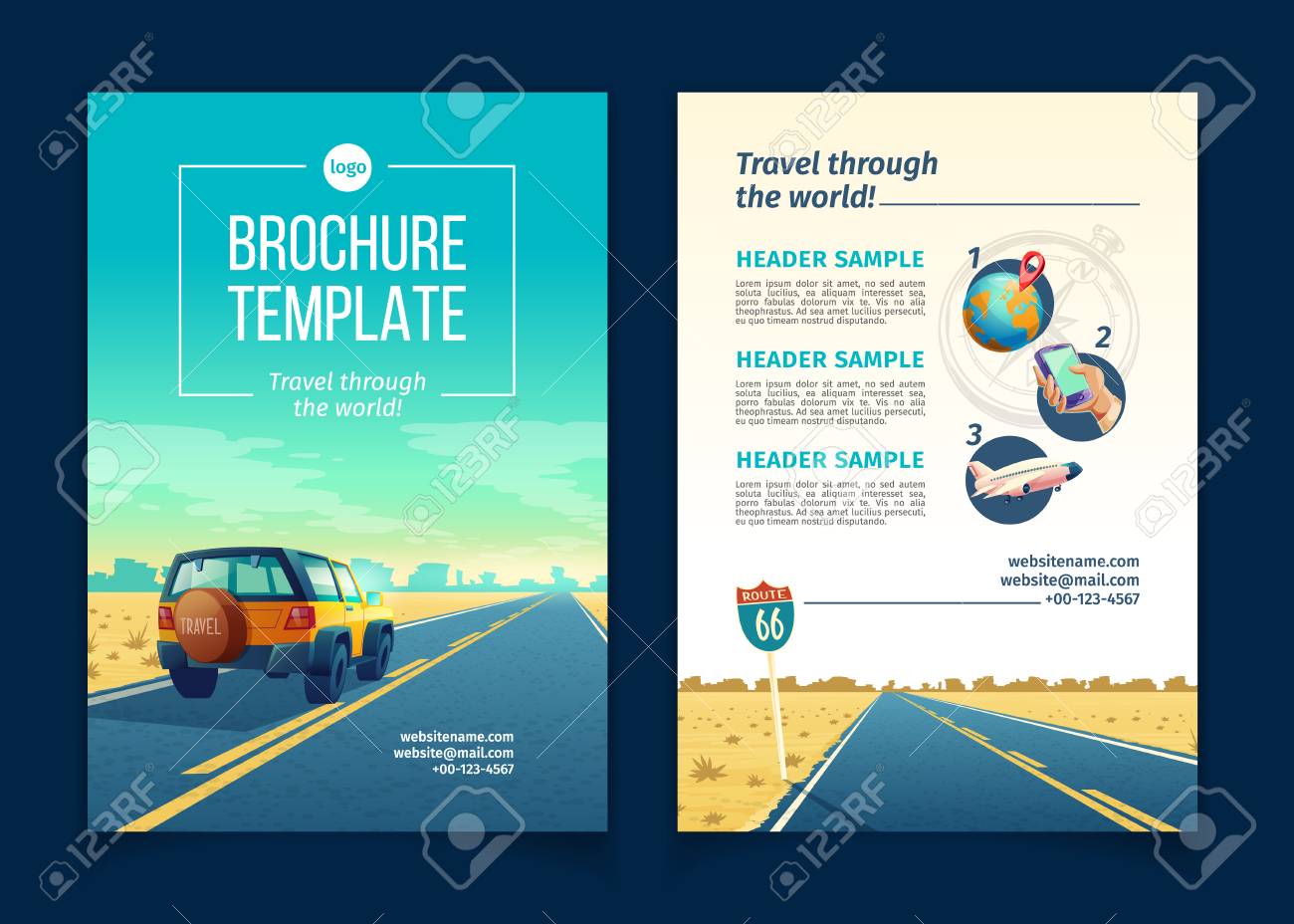 Vector Brochure Template With Desert Landscape. Travel Concept With Regard To Island Brochure Template