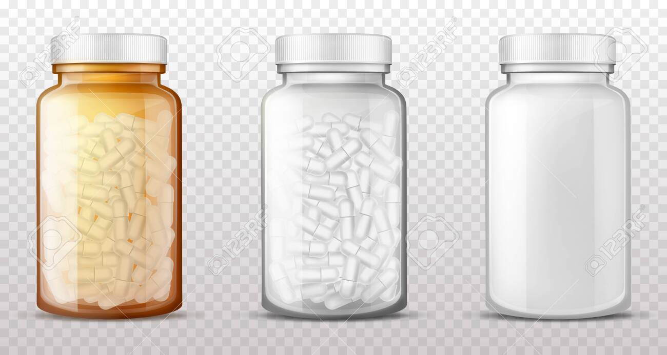 Clear Glass Bottle With Pills Mockup Mockups