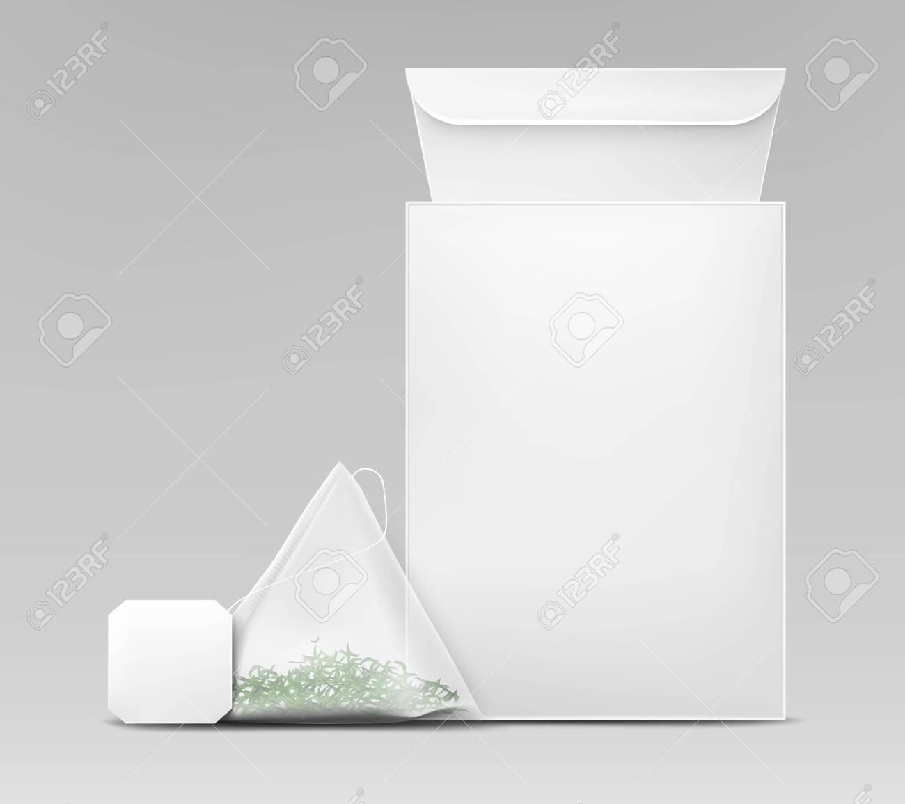 Download Green Or Herbal Tea Packaging Front View 3d Realistic Vector Royalty Free Cliparts Vectors And Stock Illustration Image 137856491