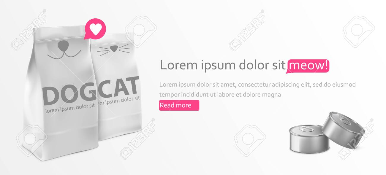 Download Food For Cats And Dogs Package Mockup Banner Foil Or Paper Sachet Royalty Free Cliparts Vectors And Stock Illustration Image 137896665
