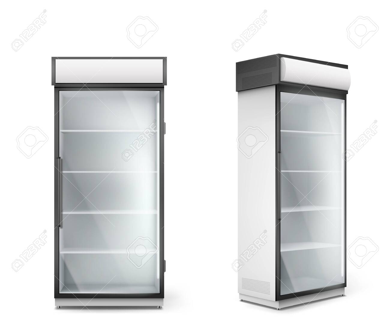 Download Empty Refrigerator With Transparent Glass Door Vector Fridge Royalty Free Cliparts Vectors And Stock Illustration Image 138581386