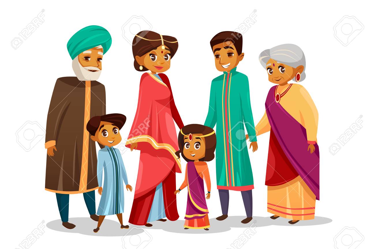 Vector cartoon Indian family characters set. - 97116553 Vector cartoon Indian family characters set. - 97116553