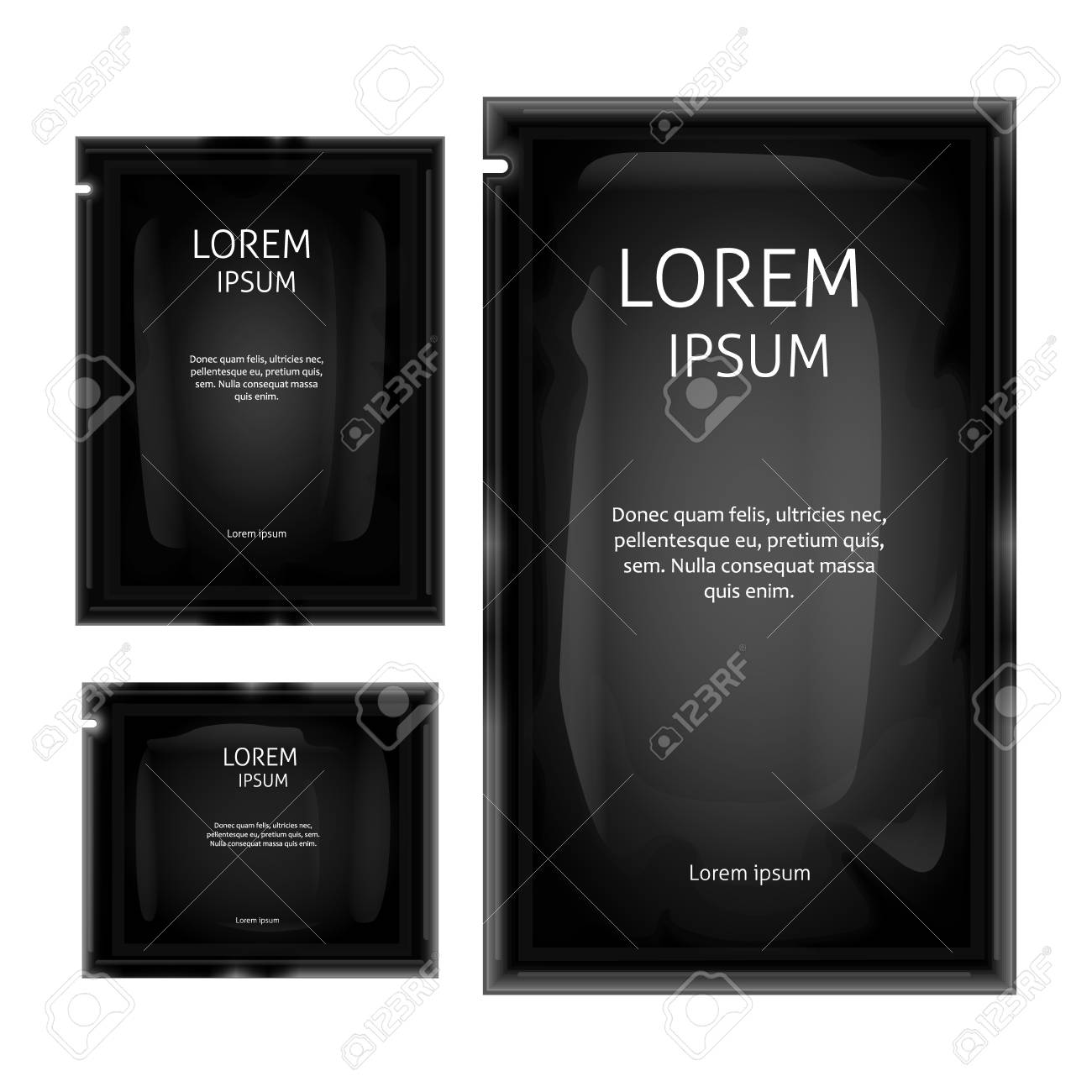 Download Vector Black Sachet Foil Bag Paper Mockup Realistic Illustration Royalty Free Cliparts Vectors And Stock Illustration Image 96837881
