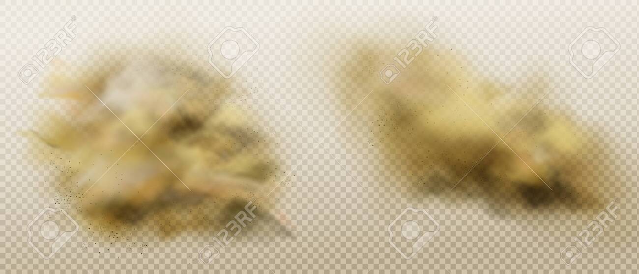 Dust clouds set. Dirty brown smoke, heavy thick smog with motes sand and soil particles isolated on transparent background. Air pollution vapor design element Realistic 3d vector illustration clip art - 138590124 Dust clouds set. Dirty brown smoke, heavy thick smog with motes sand and soil particles isolated on transparent background. Air pollution vapor design element Realistic 3d vector illustration clip art - 138590124