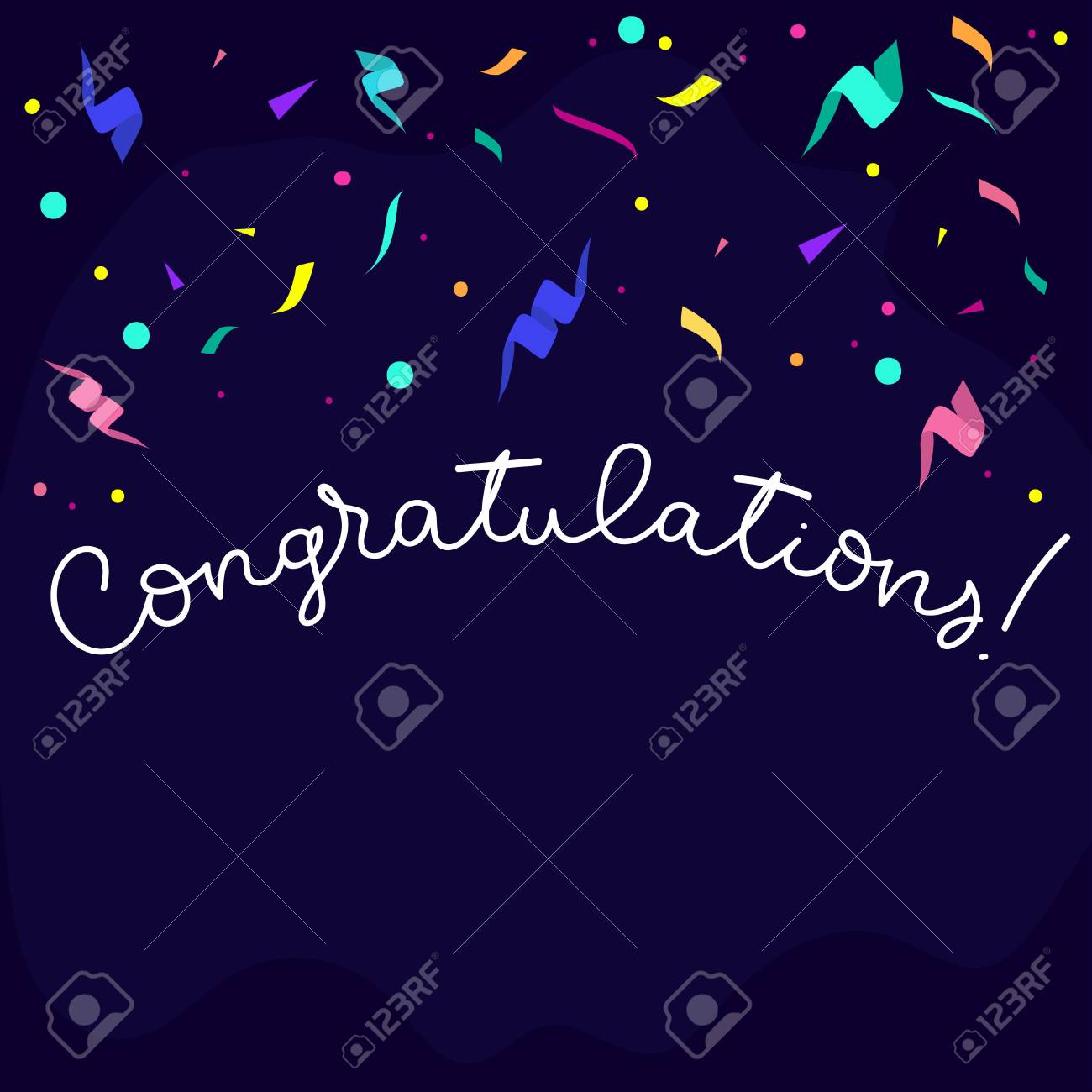 Congratulations Banner Design In Flat Style With Confetti, Ribbons In Congratulations Banner Template Congratulations Banner Design In Flat Style With Confetti, Ribbons In Congratulations Banner Template