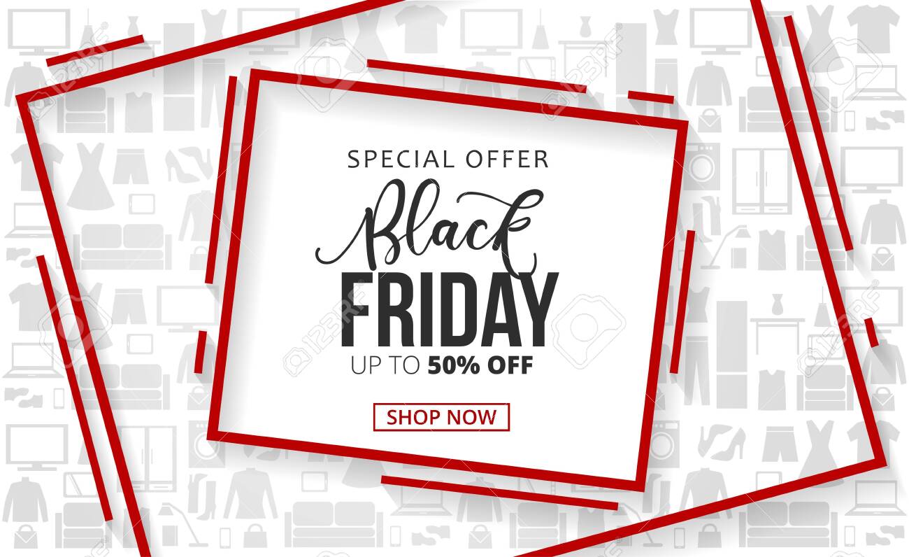 Black Friday Sale Banner With Geometric Shapes And Different