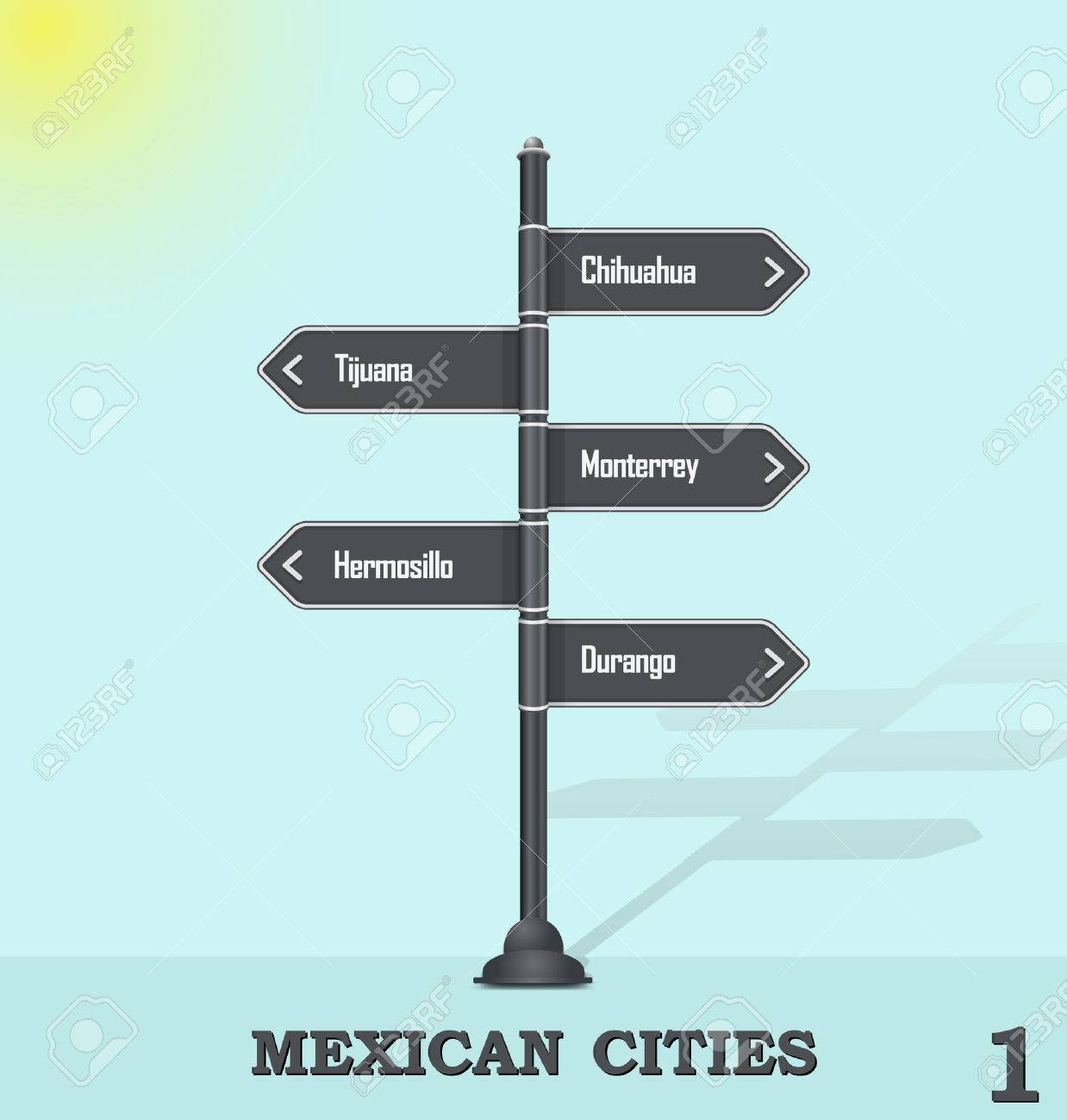 road sign post mexican cities 1 royalty free cliparts vectors
