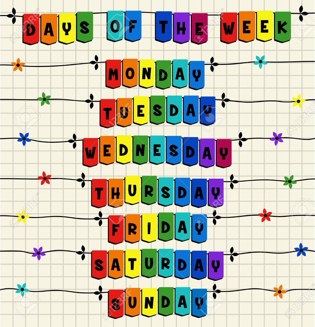 days of the week cartoon template royalty free cliparts vectors days of the week template