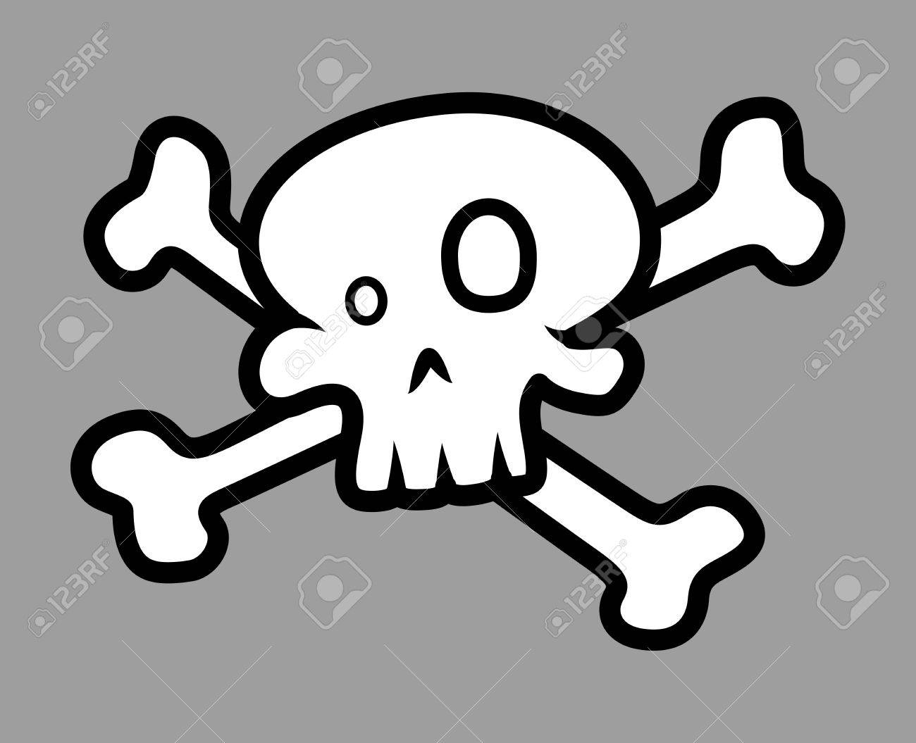 cartoon crossed skull vector cartoon illustration royalty free