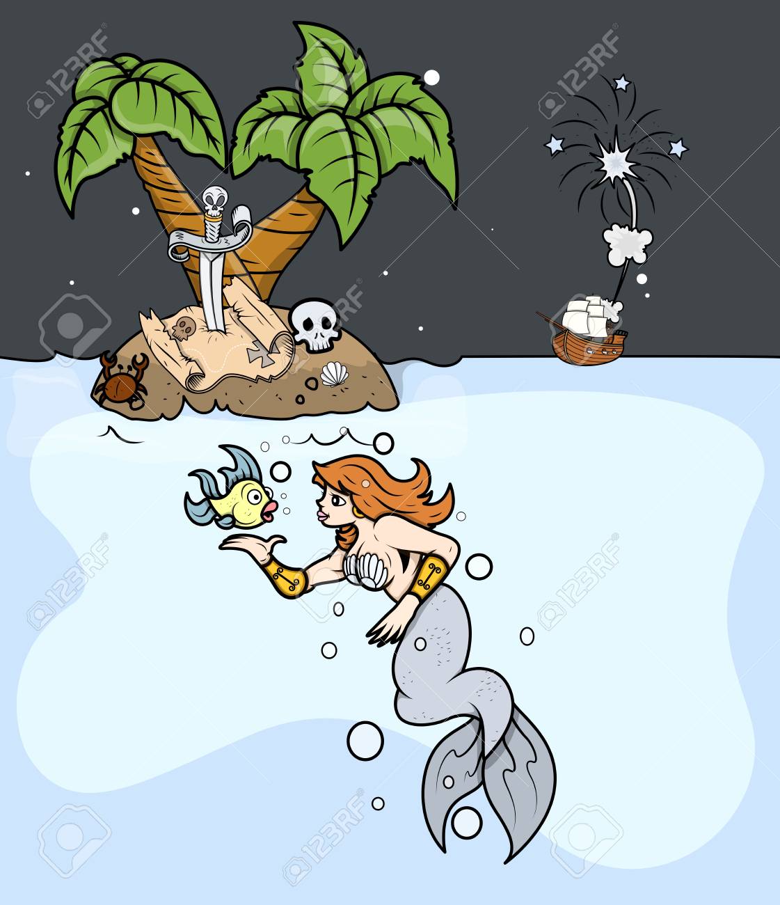人魚と海賊の話 ベクター グラフィックのイラスト素材 ベクタ Image