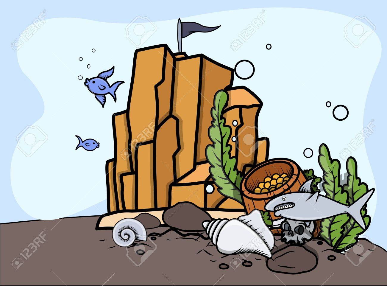 ベクトル イラスト 海の下で沈んだ財宝のイラスト素材 ベクタ Image ベクトル イラスト 海の下で沈んだ財宝のイラスト素材 ベクタ Image