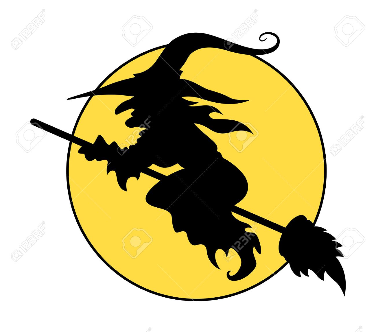silhouettes of flying witch