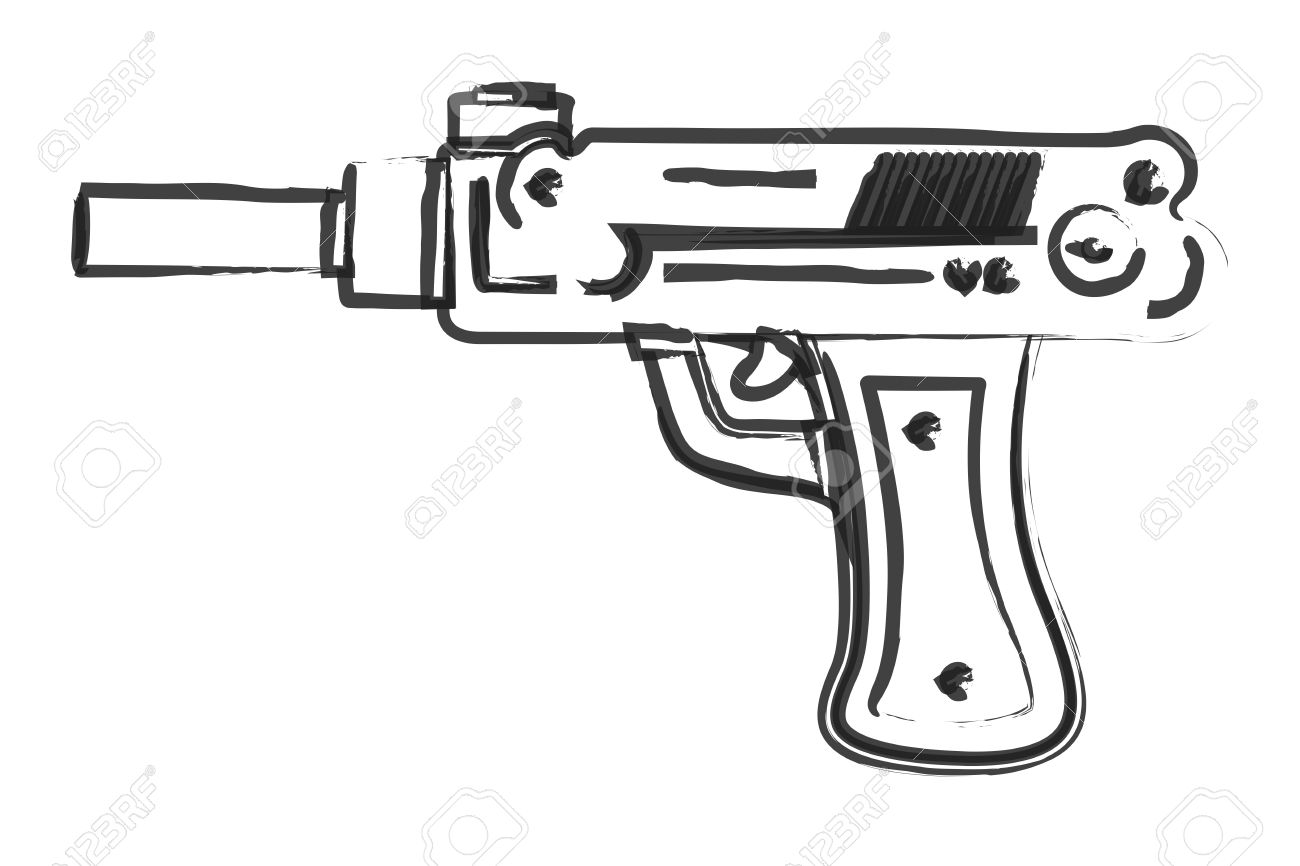 Dibujo Artístico Pistola Ilustraciones Svg, Vectoriales, Clip Art  Vectorizado Libre De Derechos. Image 36315733.