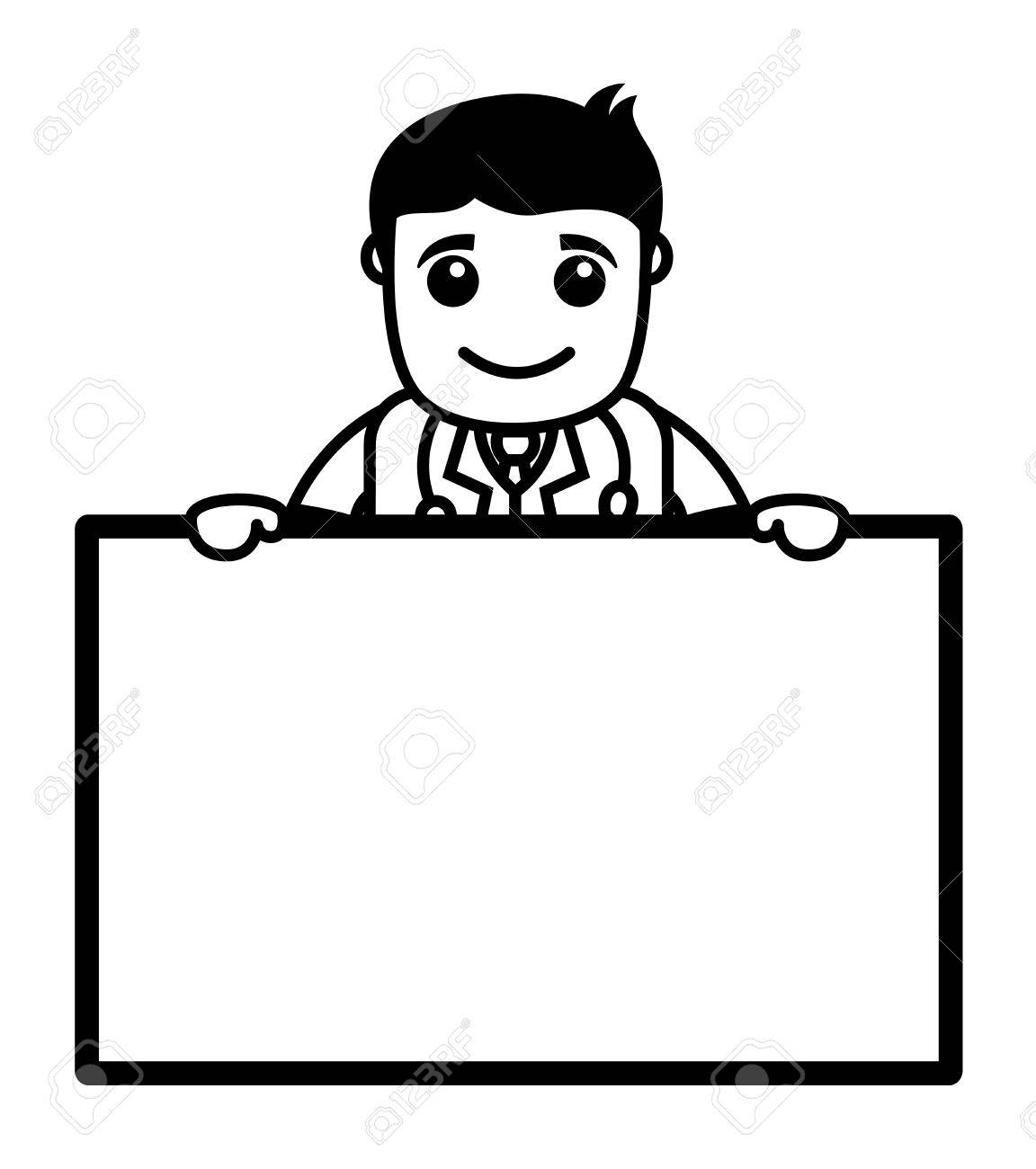 Doctor With Ad Banner Office Cartoon Characters Royalty Free Cliparts Vectors And Stock Illustration Image