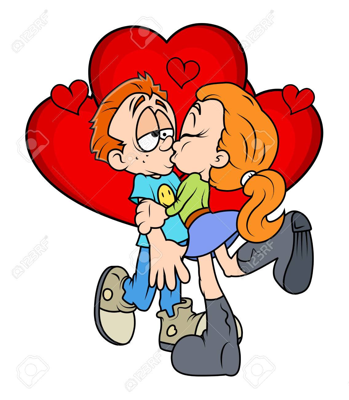 漫画バレンタイン カップルのキスのイラスト素材 ベクタ Image 漫画バレンタイン カップルのキスのイラスト素材 ベクタ Image