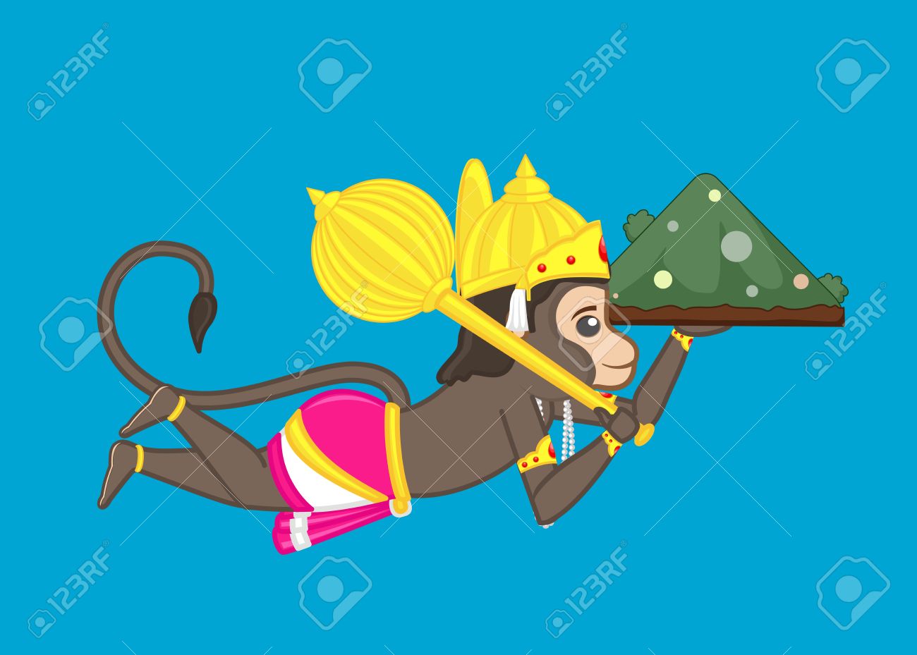 lord hanuman carrying mountain royalty free cliparts vectors and